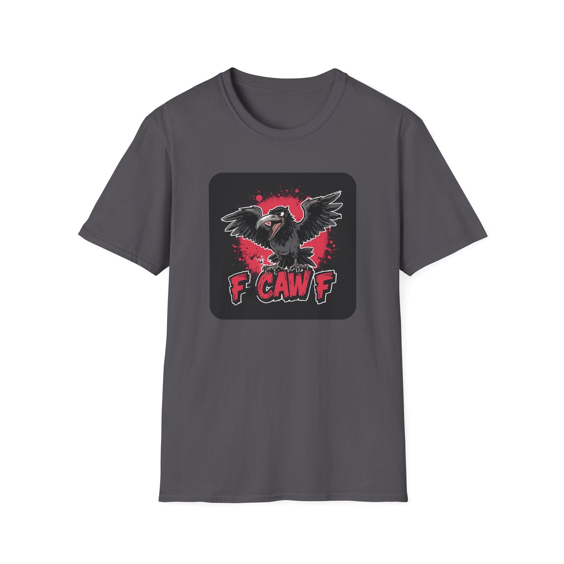 F Caw F – Gothic Crow Attitude T-Shirt in Charcoal