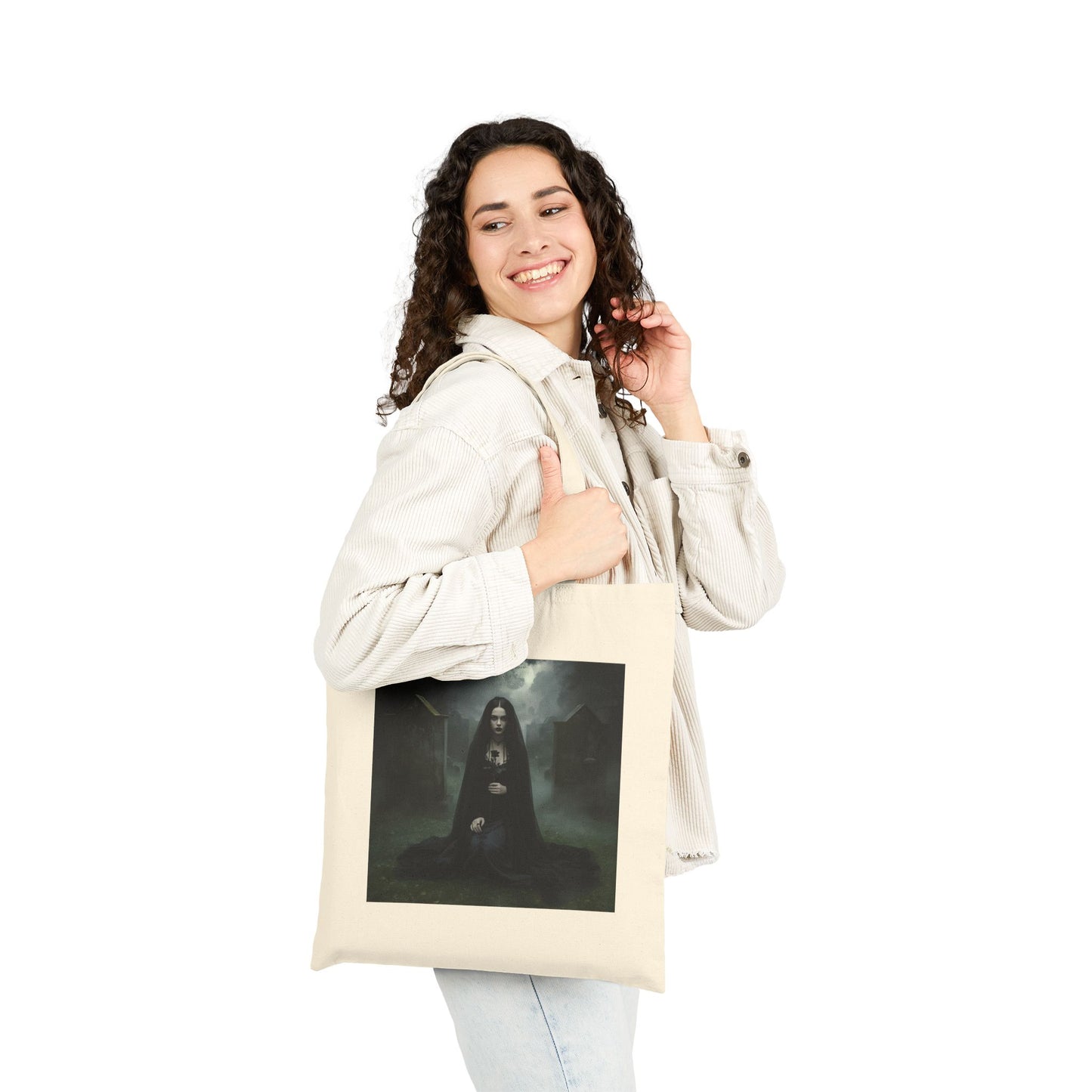 Veil of Mourning - Gothic Art Tote Bag in Natural