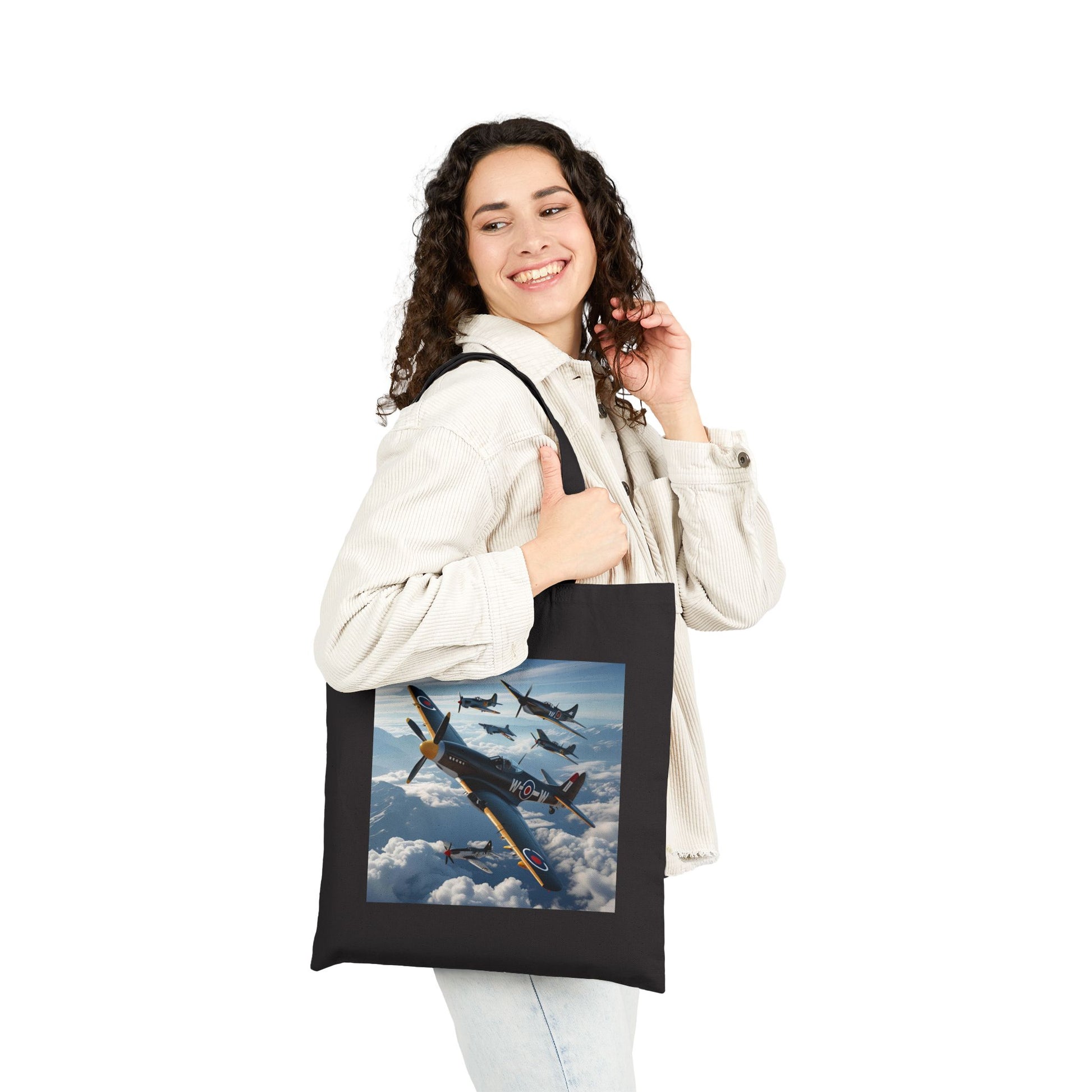 Wings of Valor Tote Bag in Black