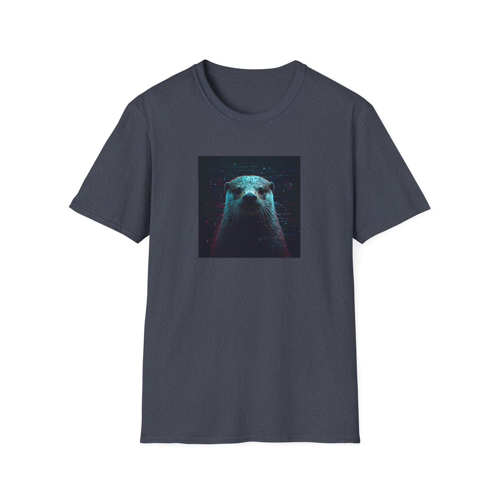 Pixellated Otter — Otterly Retro Gamer Tee in Heather Navy