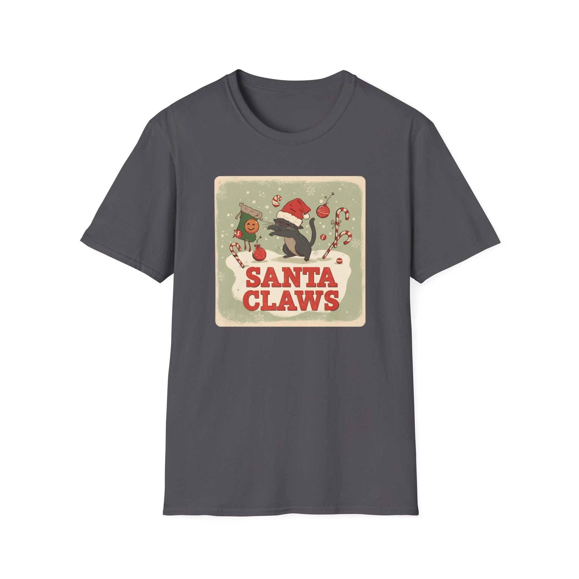 Santa Claws Festive T-Shirt in Charcoal