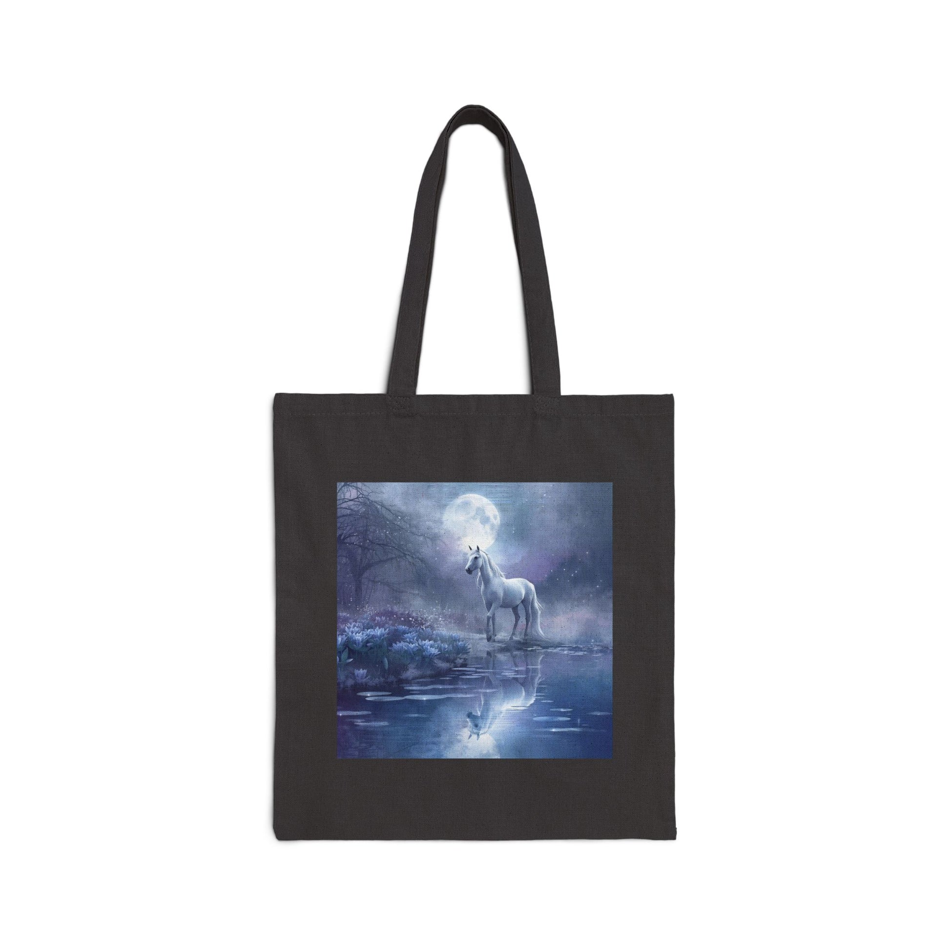 Moonlit Majesty Horse Tote Bag in Black