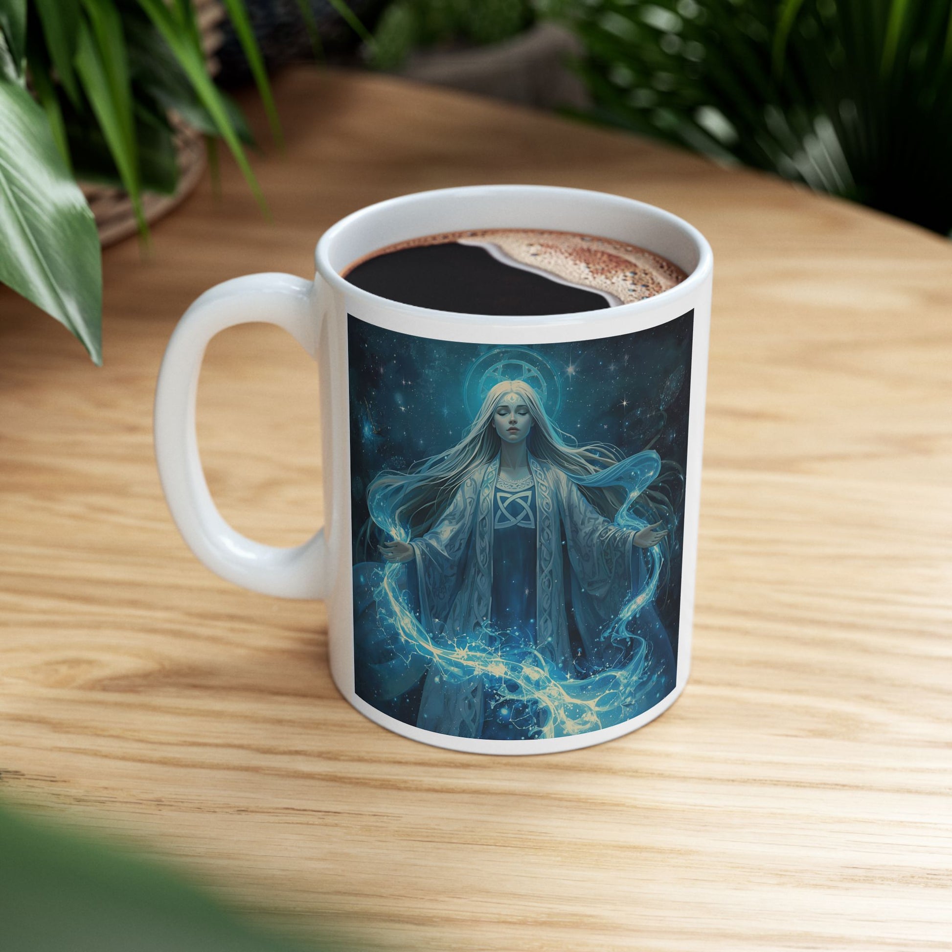 Danu and the Waters – Celtic Goddess Mug - white mug with Danu image