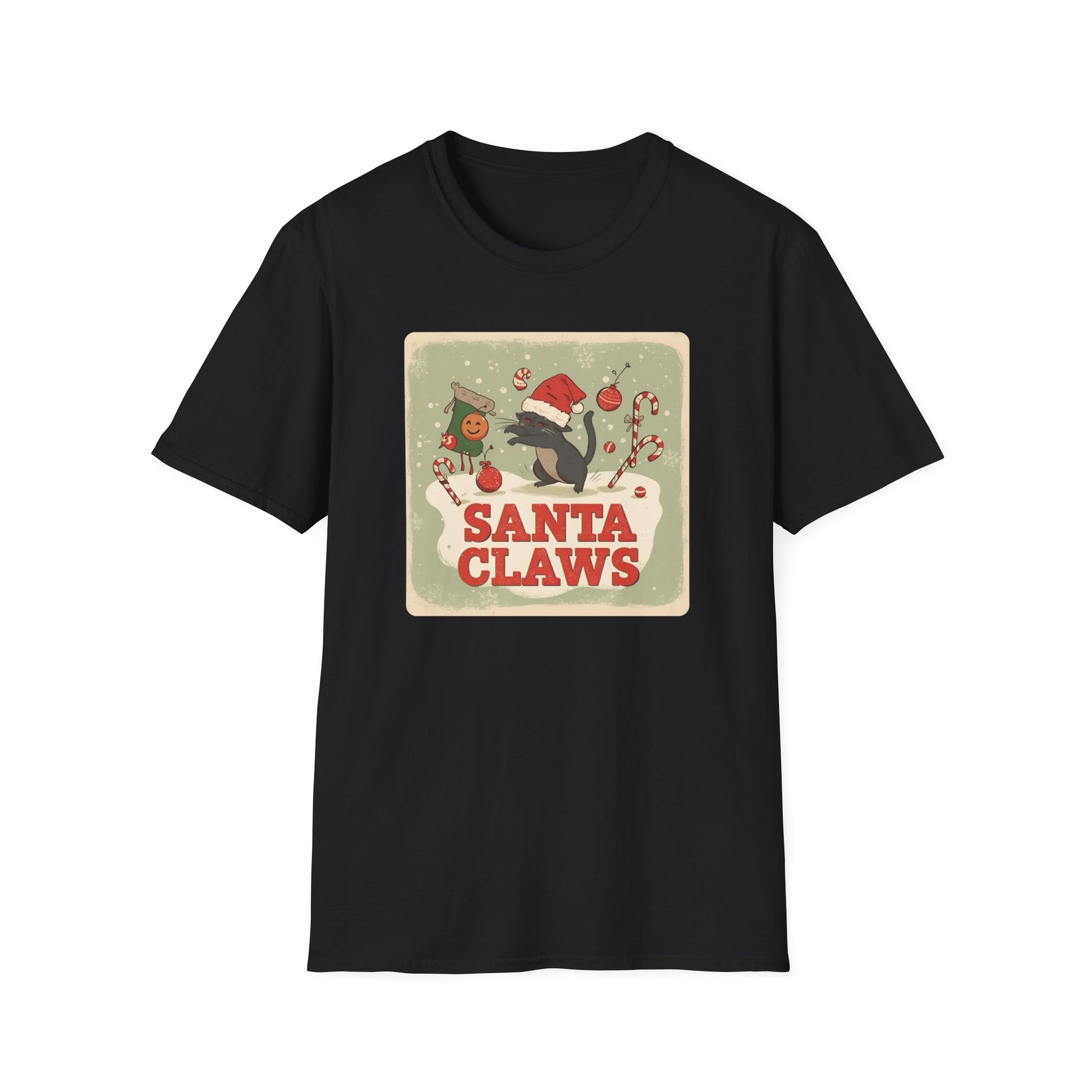 Santa Claws Festive T-Shirt in Black