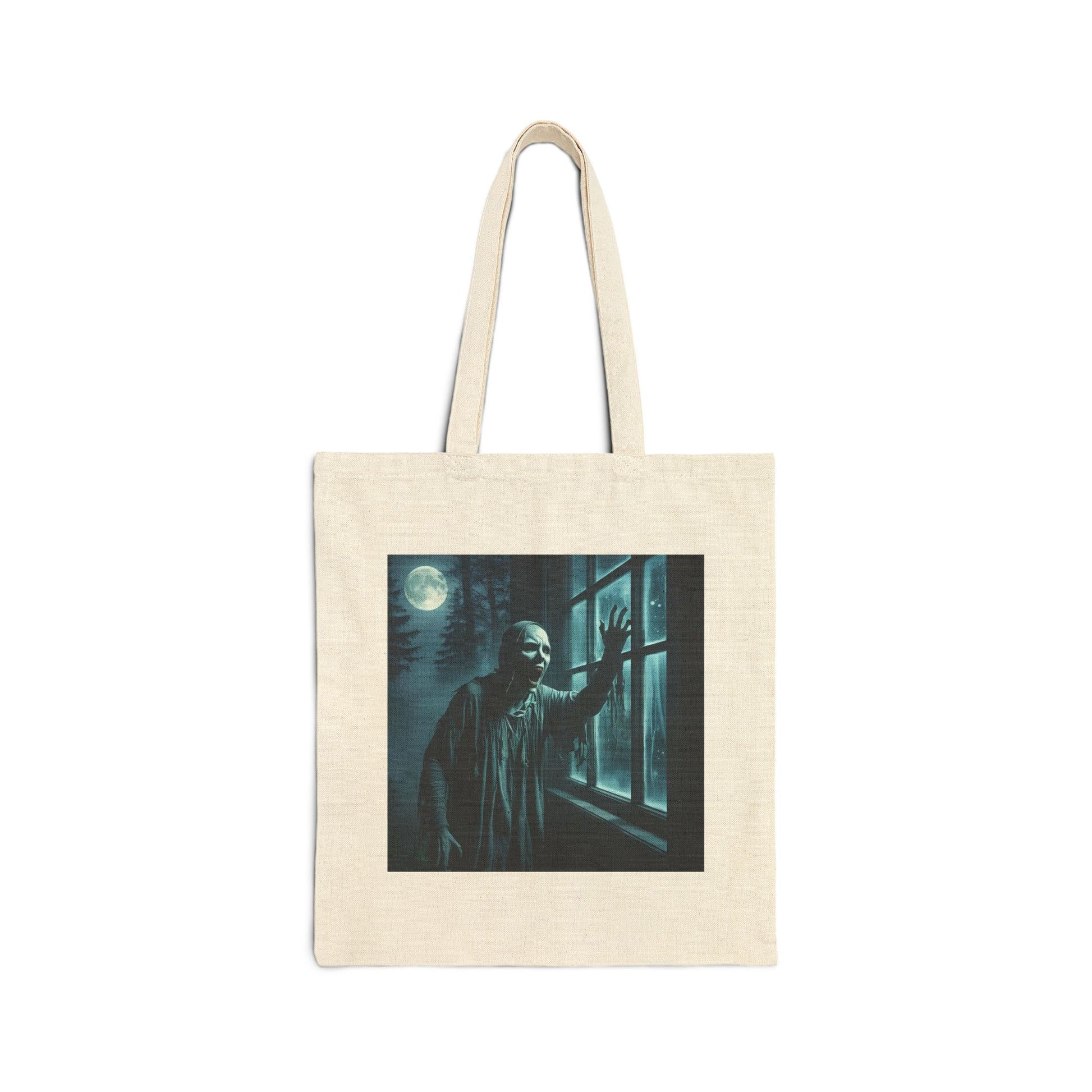 Screaming Ghost Canvas Tote Bag in Natural