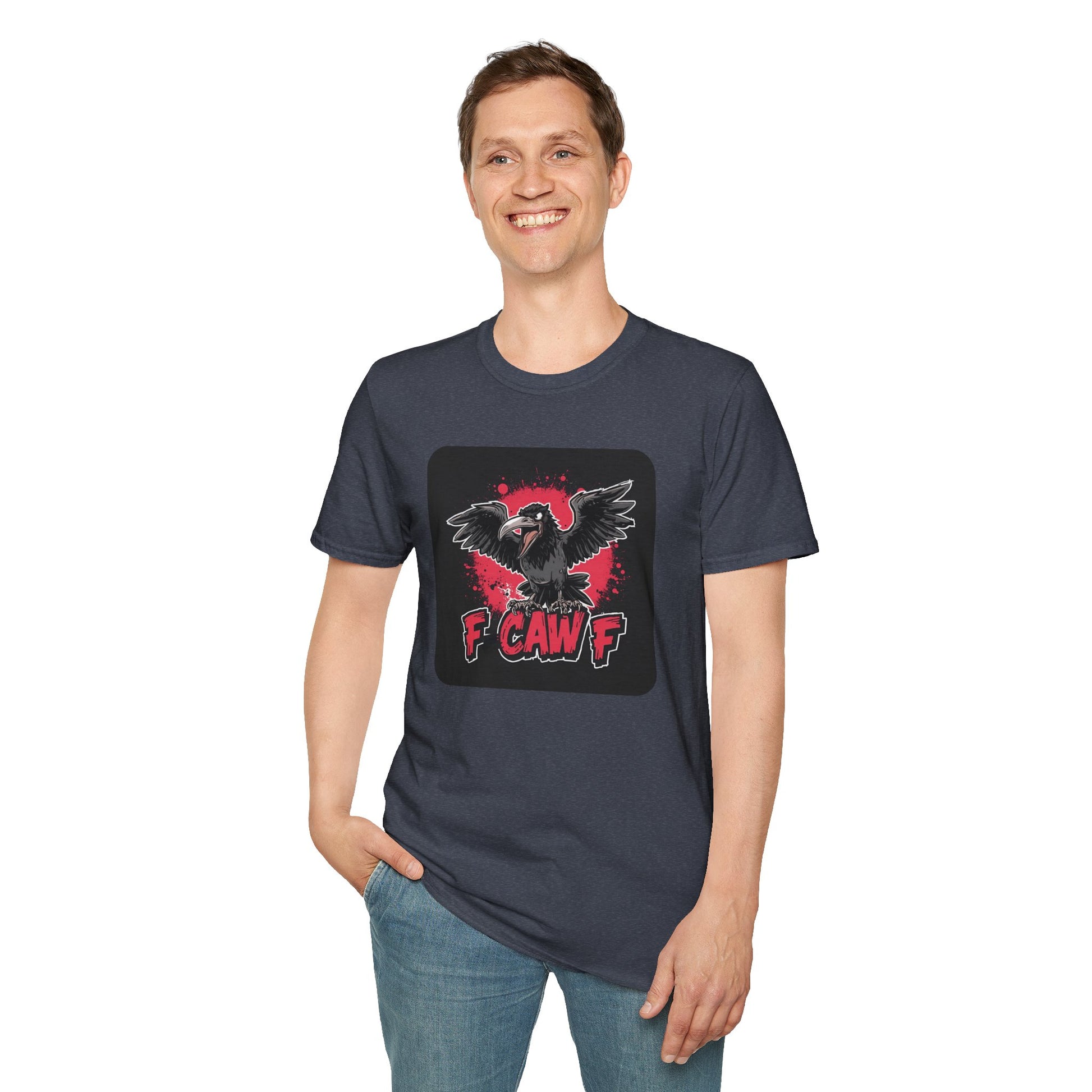 F Caw F – Gothic Crow Attitude T-Shirt in Dark Heather
