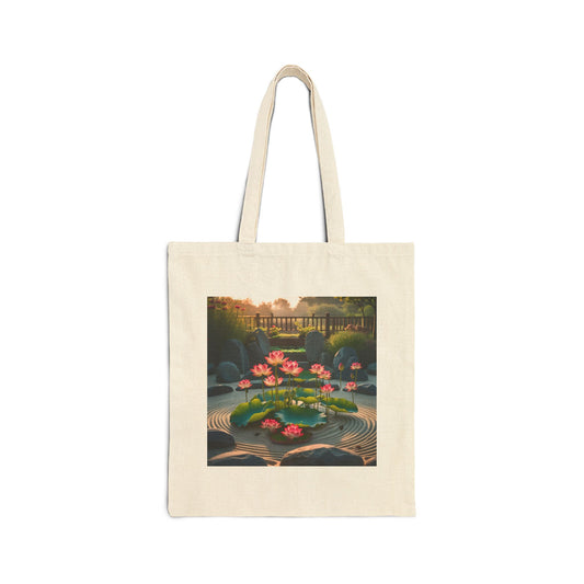 Garden of Stillness Canvas Tote Bag in Natural