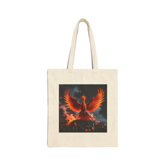 Empowering Phoenix Rising Canvas Tote in Natural
