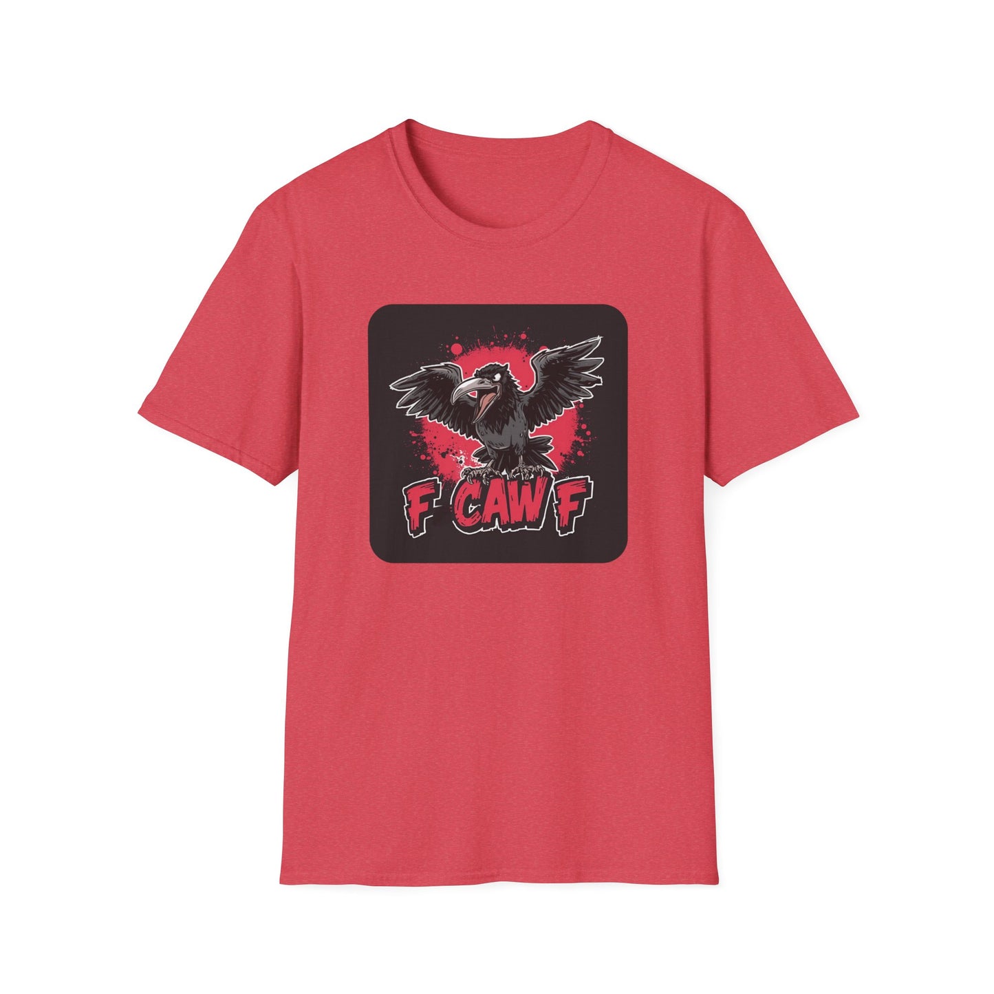 F Caw F – Gothic Crow Attitude T-Shirt in Heather Red