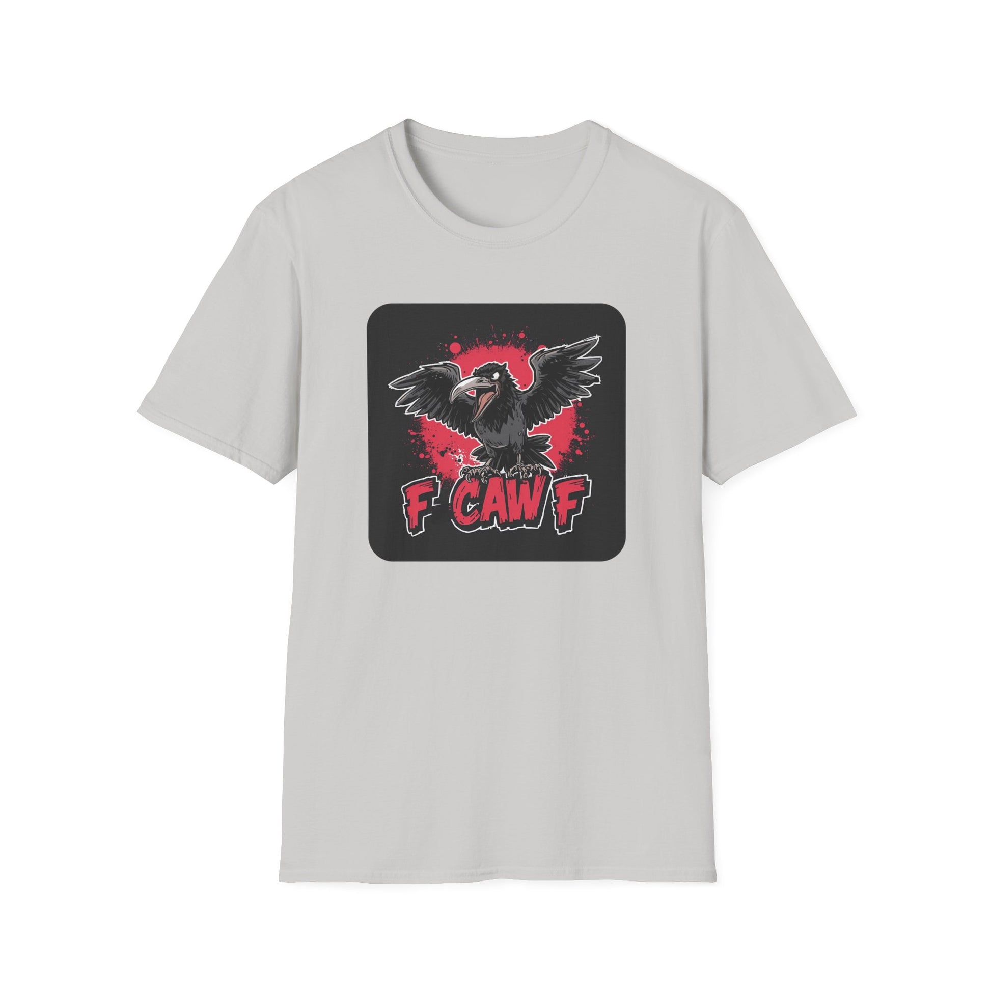 F Caw F – Gothic Crow Attitude T-Shirt in Ice Grey