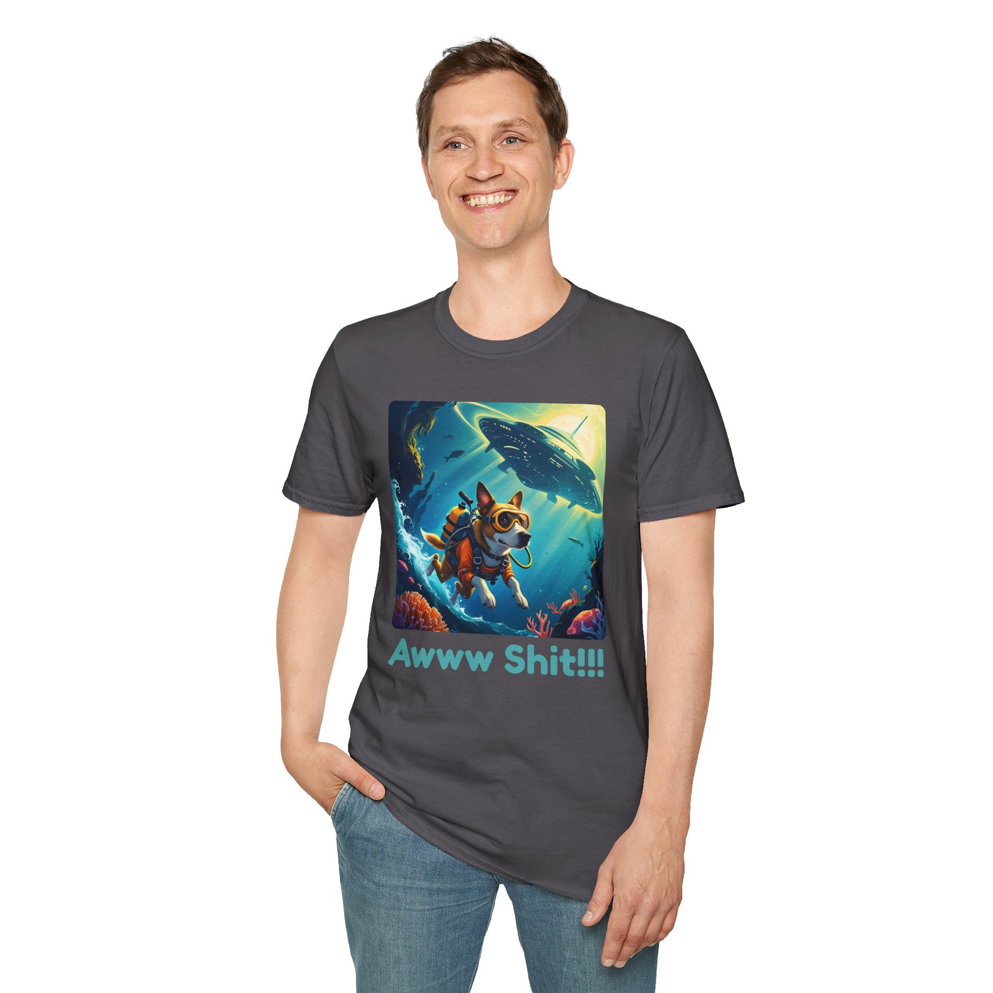 Awww Shit!!! UFO Encounter T-Shirt in Charcoal