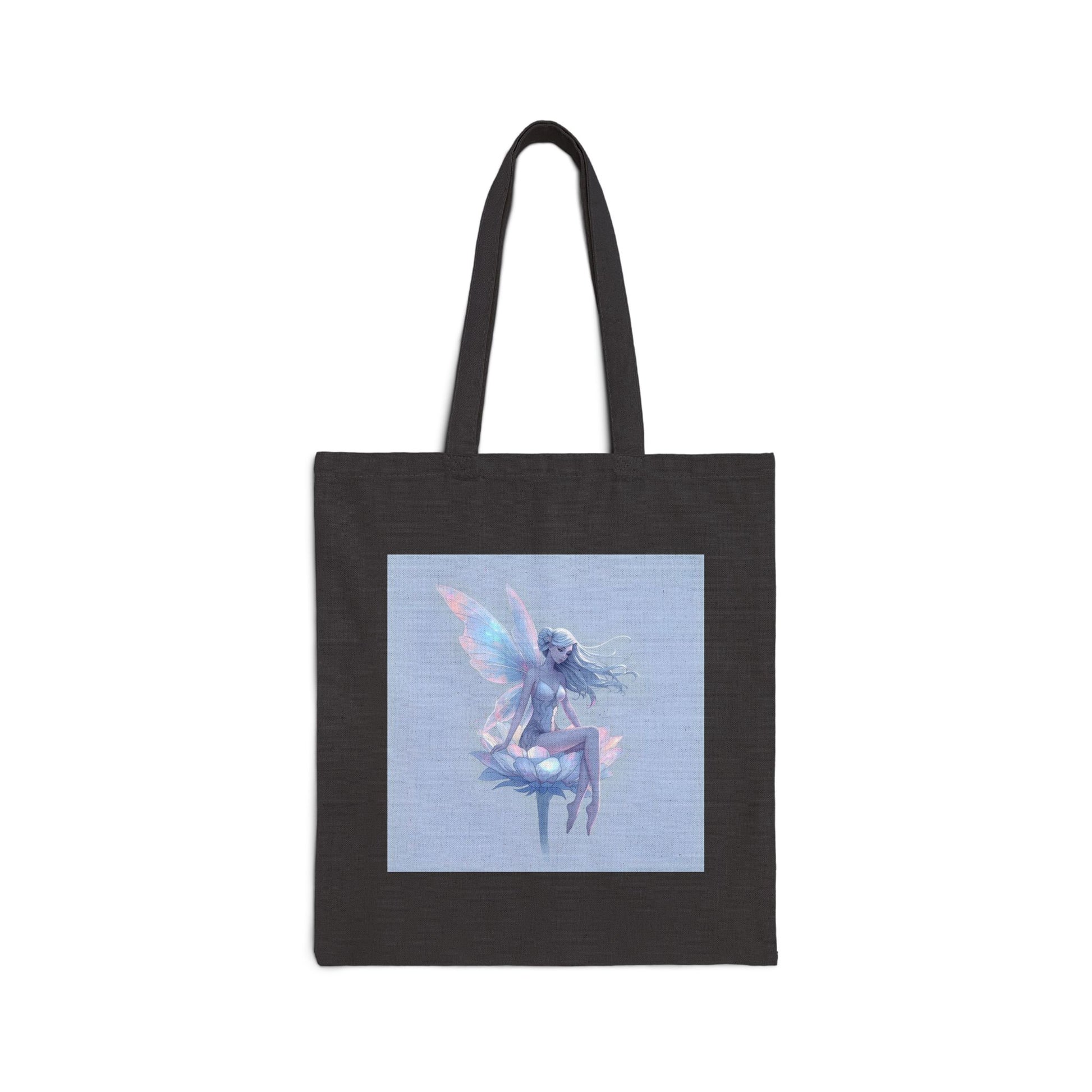 Crystals & Wings – Faerie Bloom Tote Bag in Black