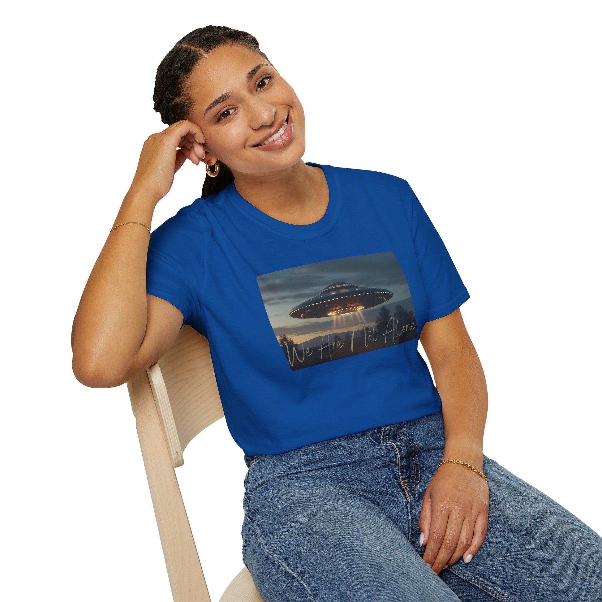 We Are Not Alone - UFO T-Shirt in Royal