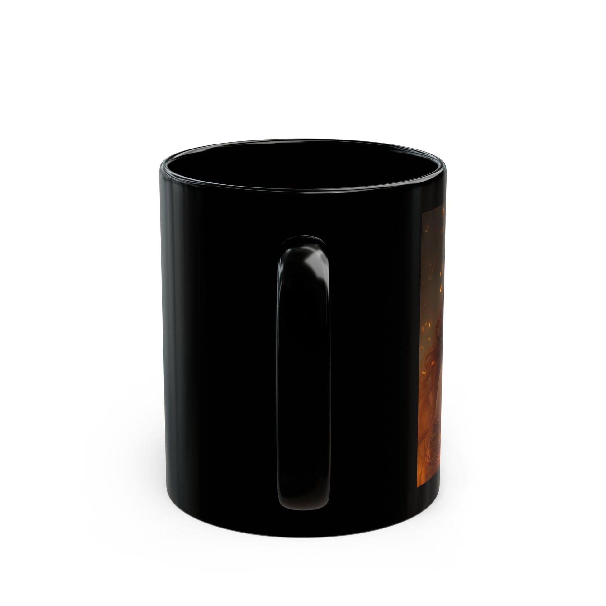 Hestia Mug with sacred hearth artwork - side view