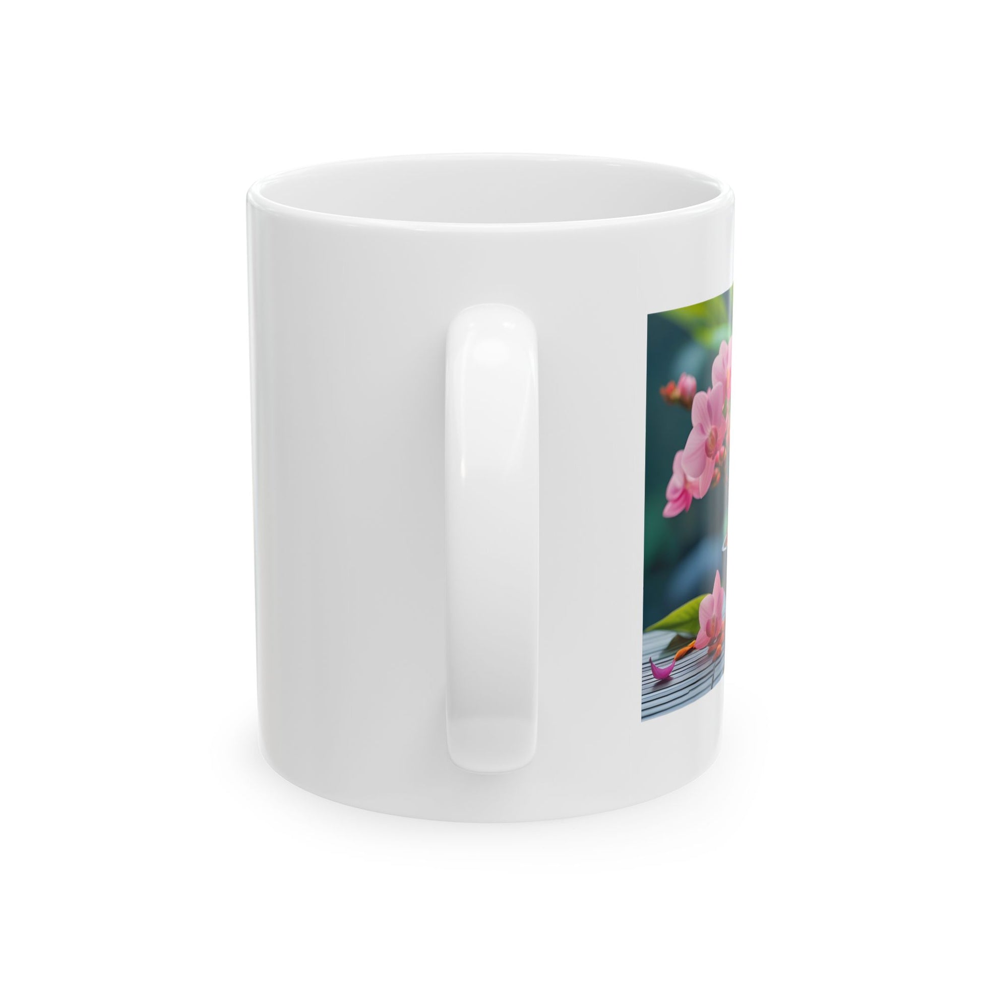 Candle Blossom Serenity – Zen Candle Mug - side view - white mug with serene image