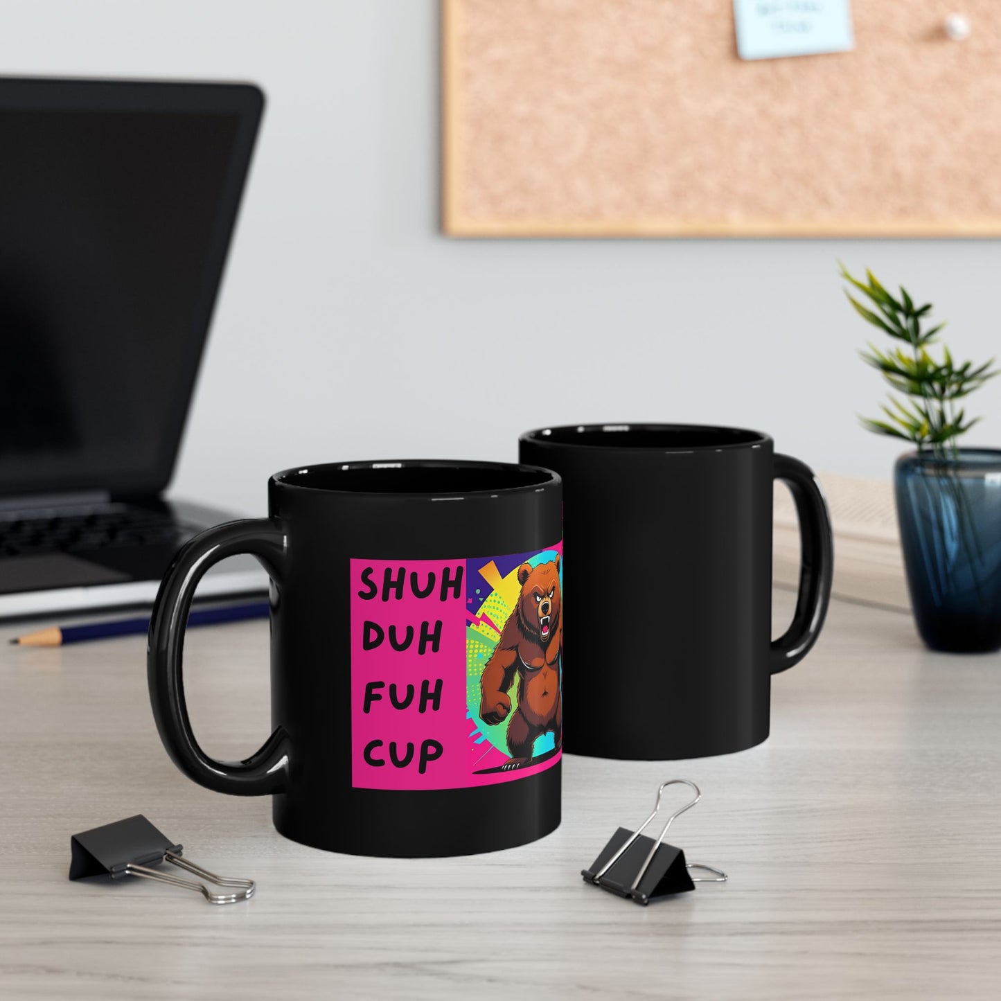 SHUH DUH FUH CUP Fierce Bear Mug - front and back view