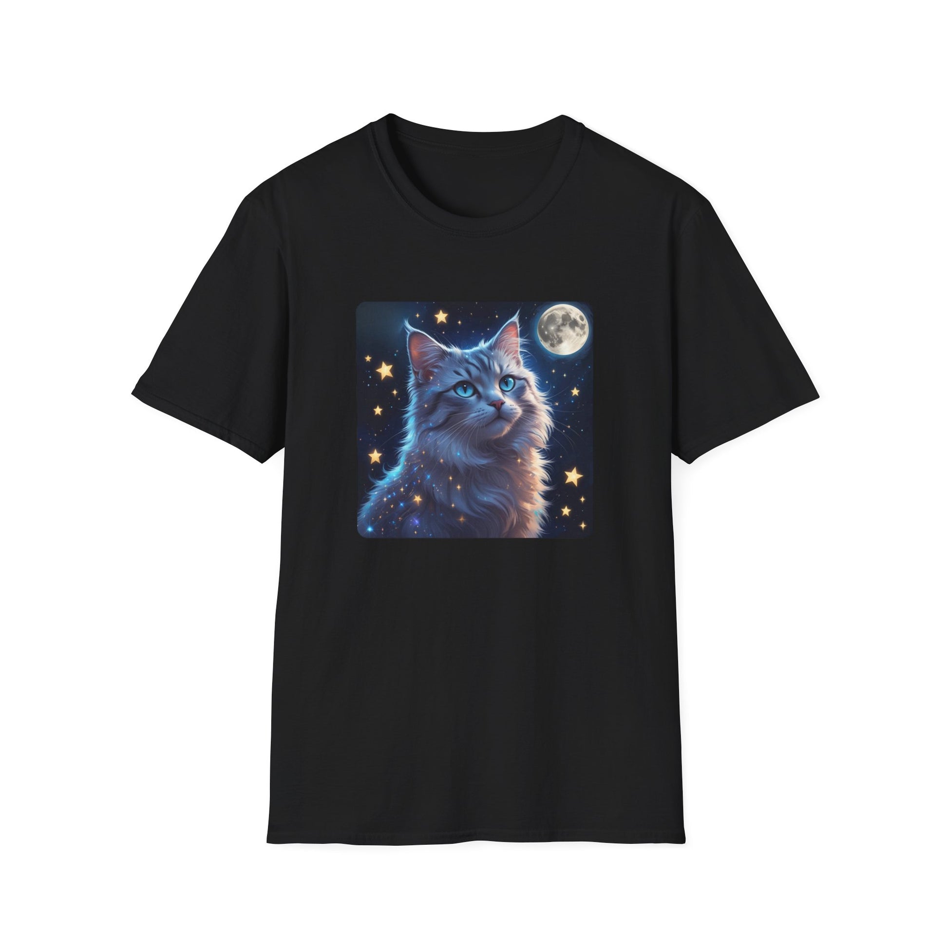 Celestial Cat Dreams T-Shirt in Black