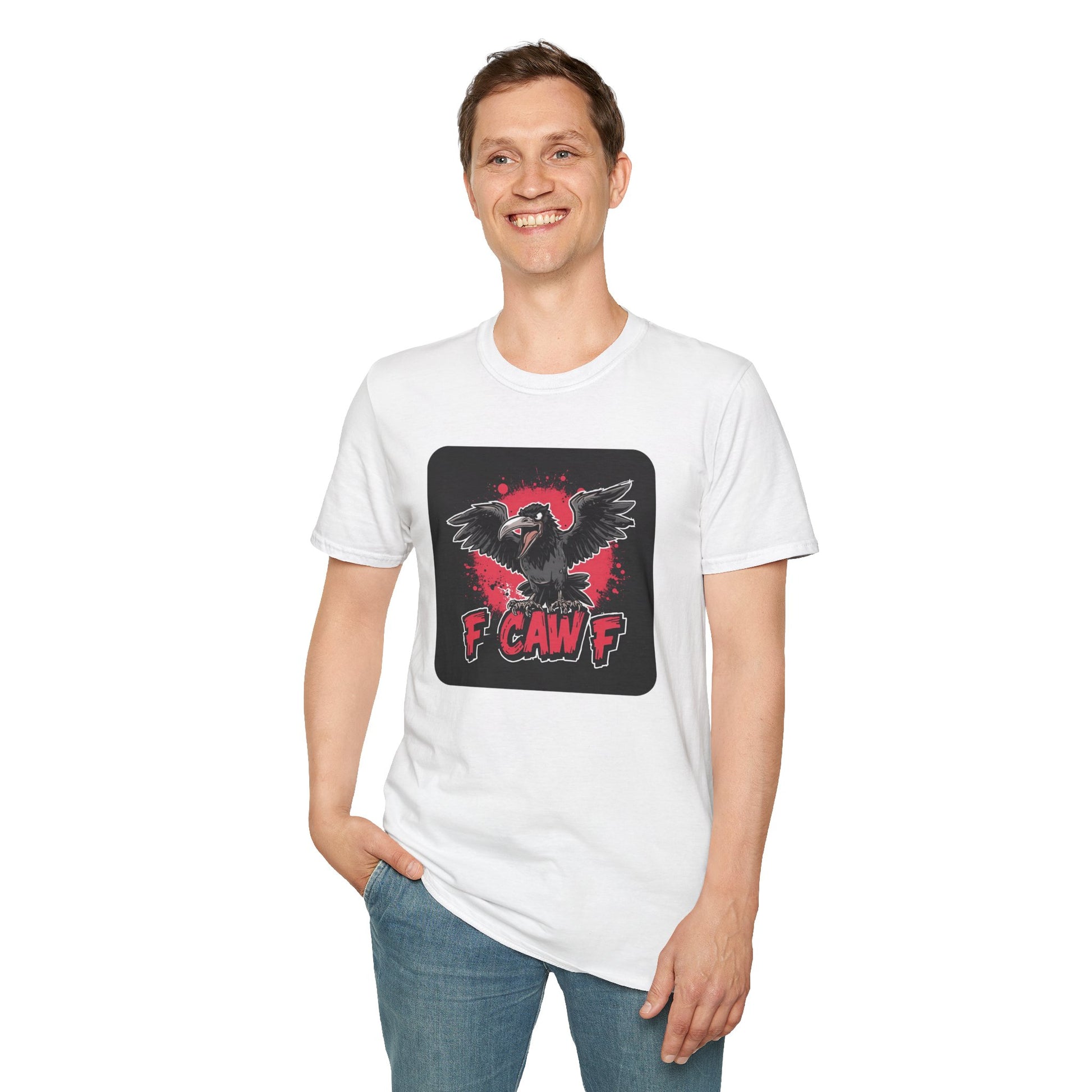 F Caw F – Gothic Crow Attitude T-Shirt in White