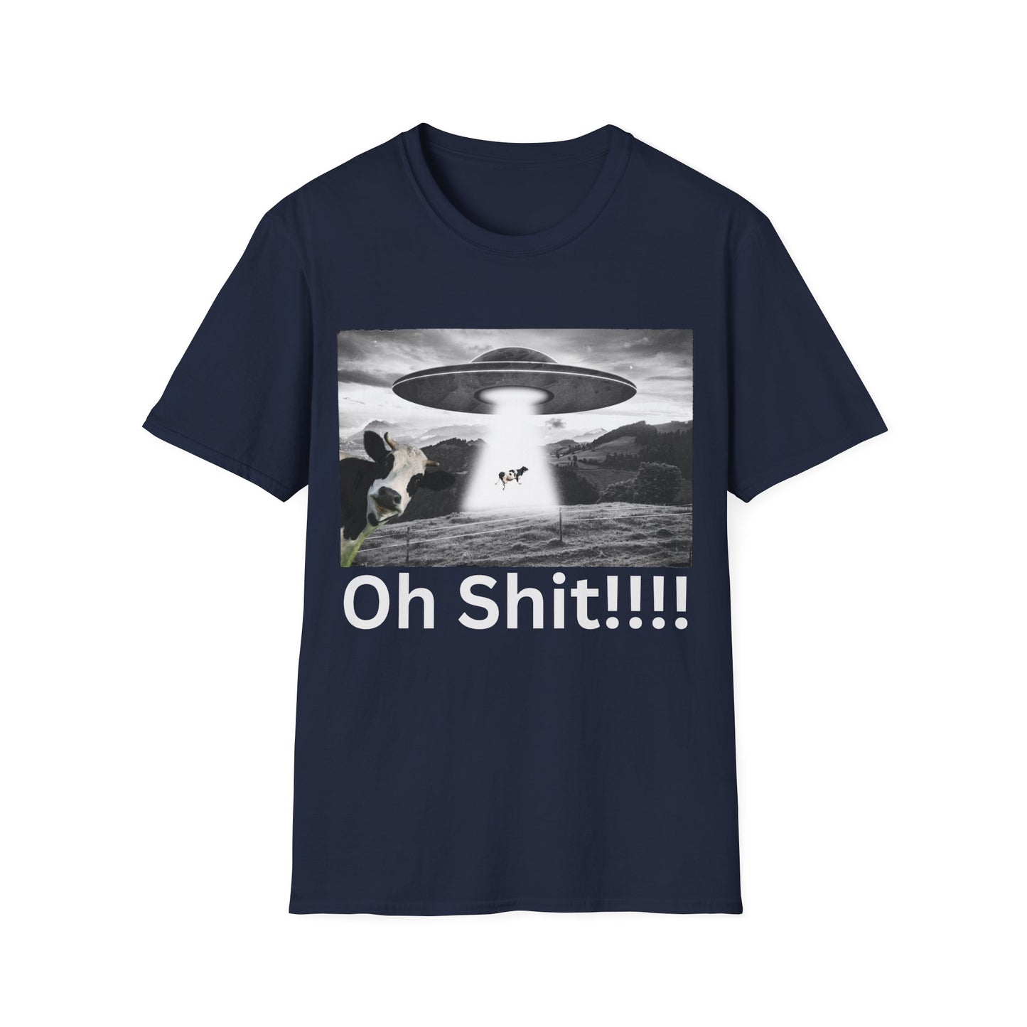 Oh Shit!!!! Cow Abduction T-Shirt  in Navy - Front View