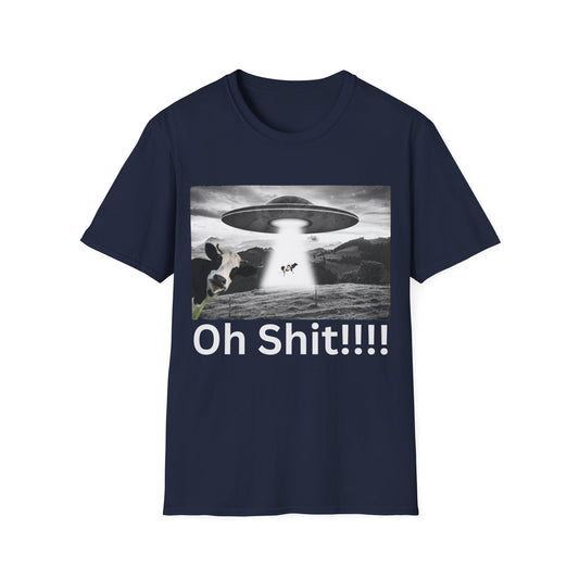 Oh Shit!!!! Cow Abduction T-Shirt  in Navy - Front View
