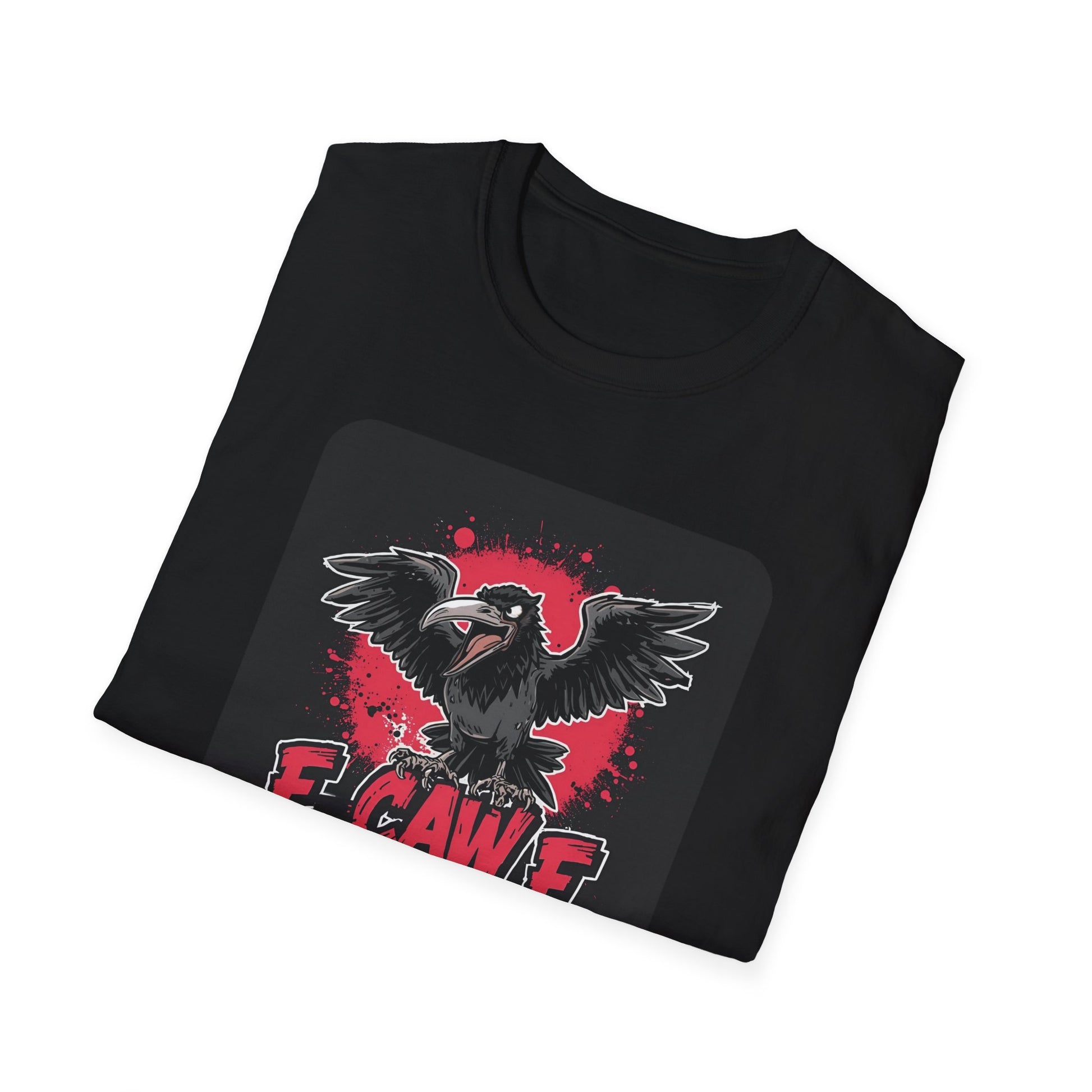 F Caw F – Gothic Crow Attitude T-Shirt in Black -Folded