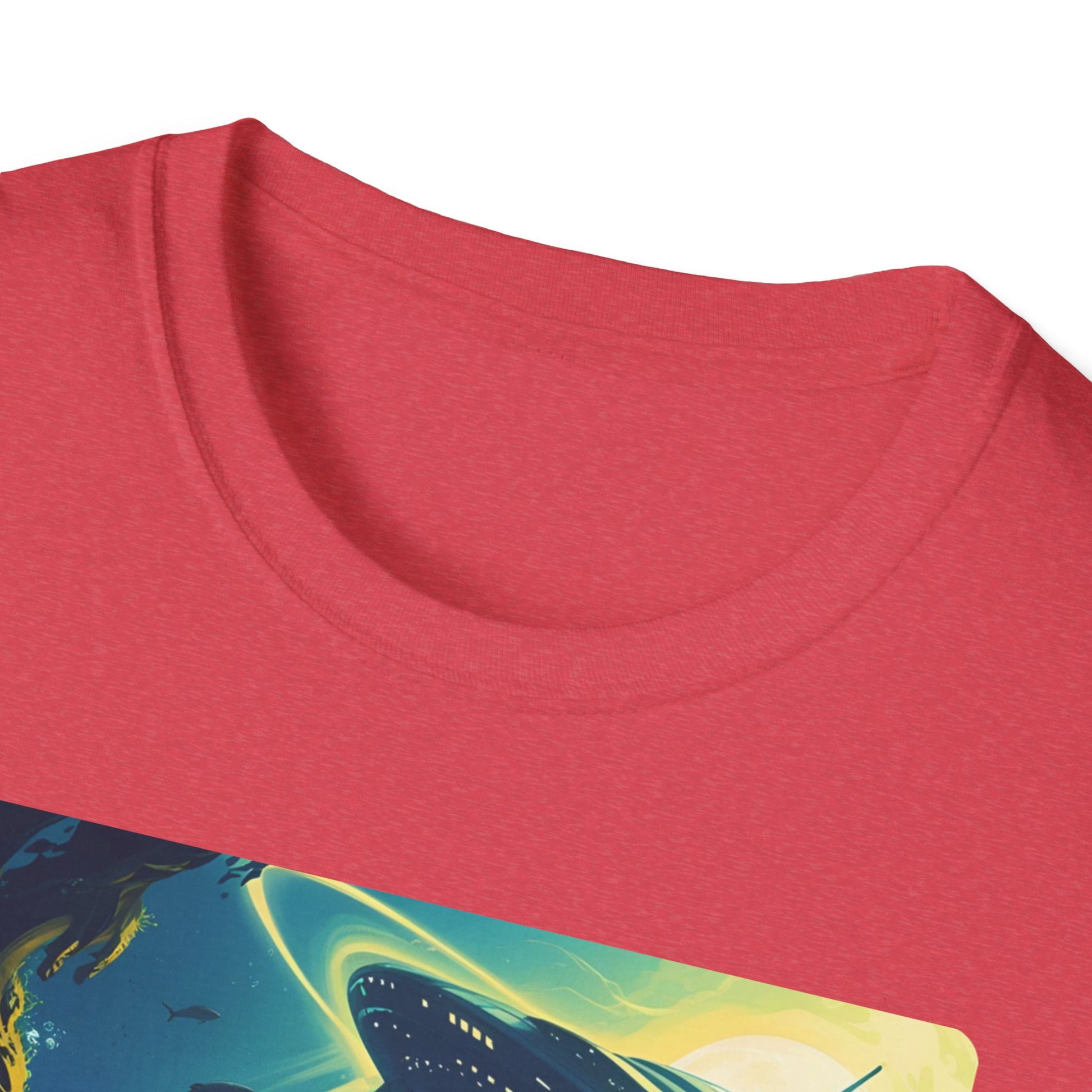 Awww Shit!!! UFO Encounter T-Shirt in Heather Red - Neckline