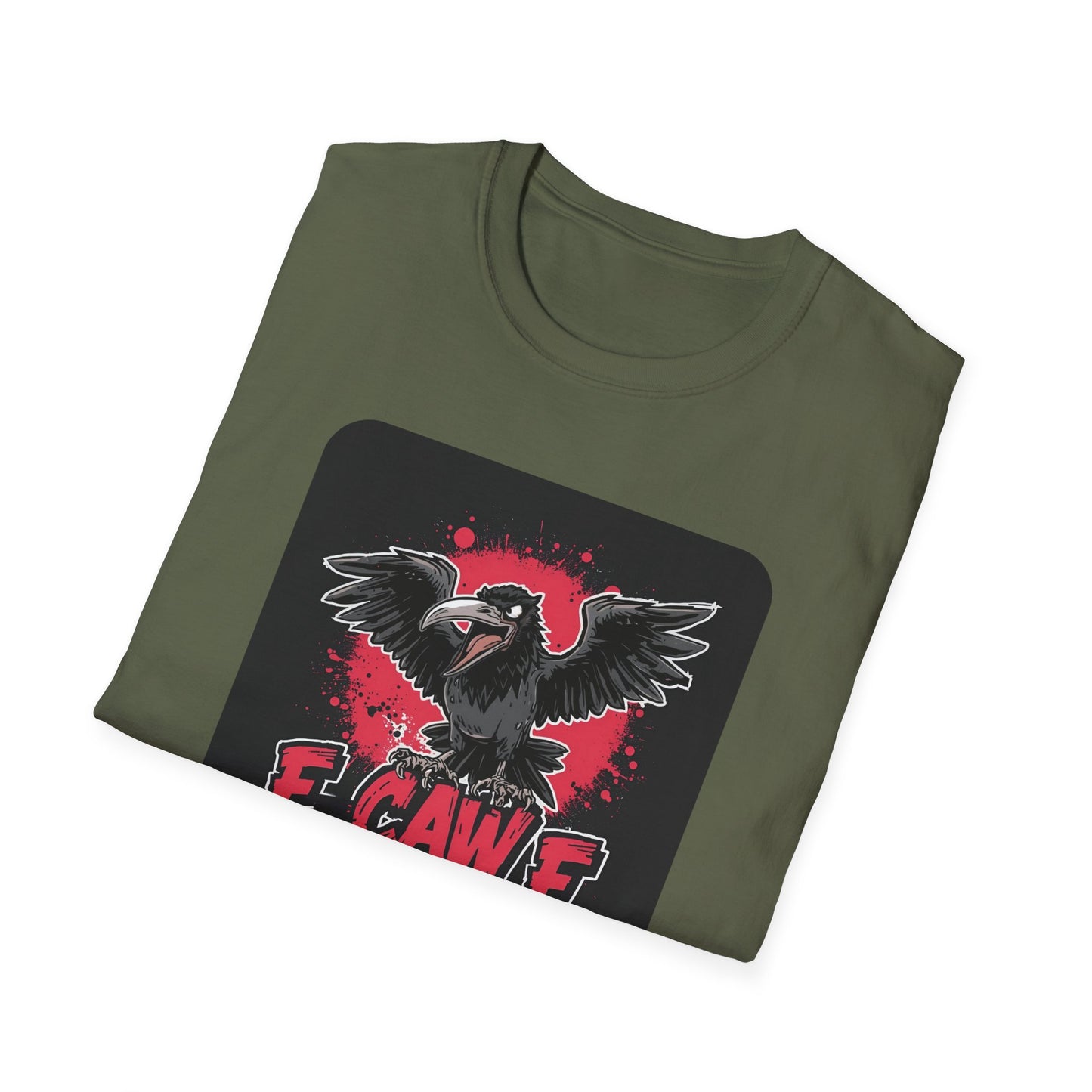 F Caw F – Gothic Crow Attitude T-Shirt in Military Green - Folded
