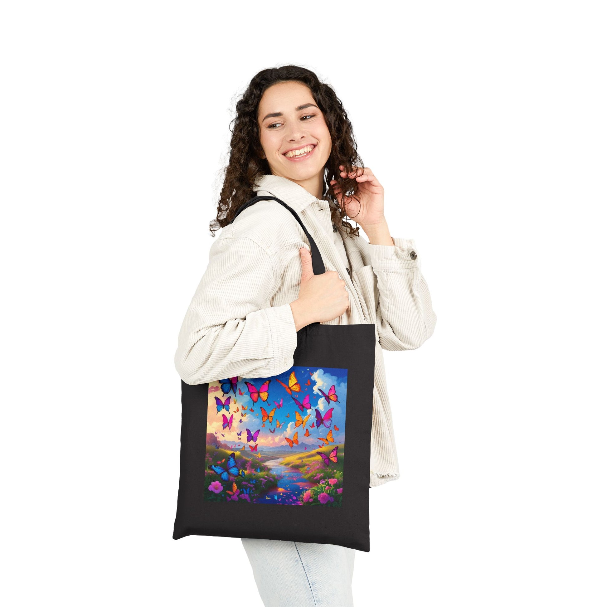 Butterfly Meadow Tote Bag in Black