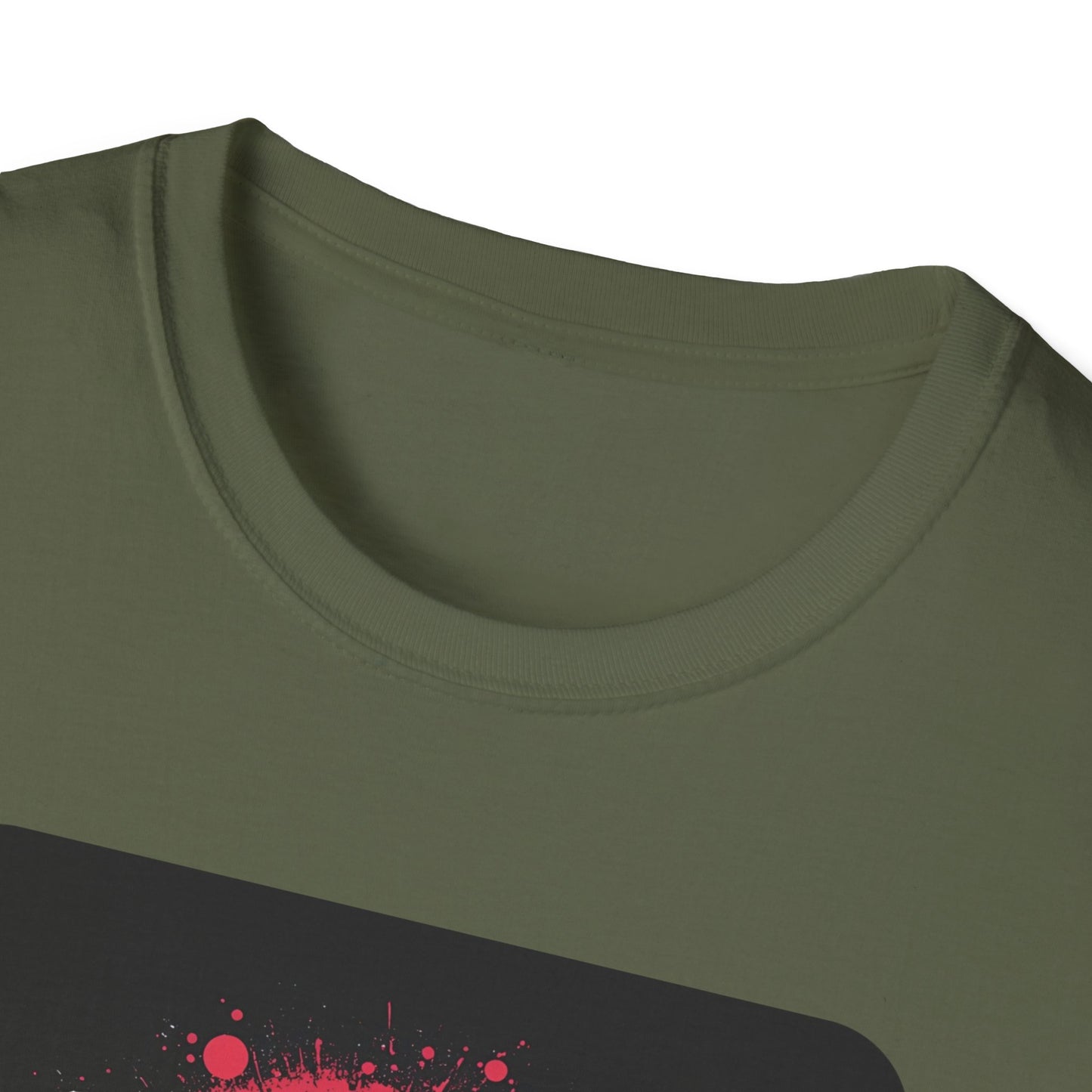 F Caw F – Gothic Crow Attitude T-Shirt in Military Green - Neckline
