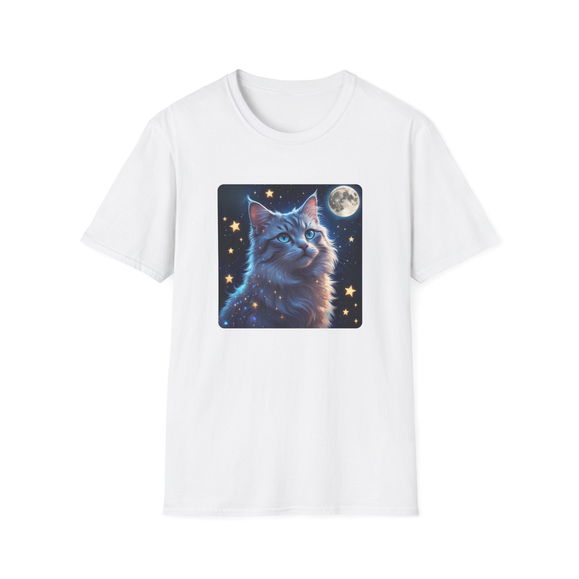 Celestial Cat Dreams T-Shirt in White