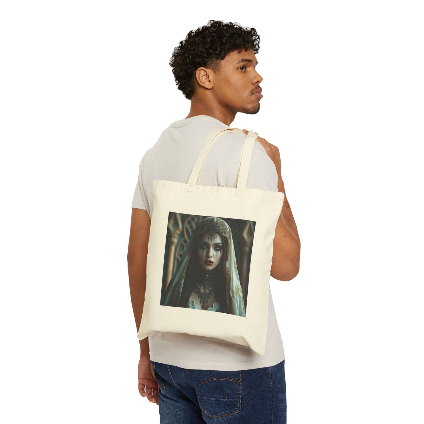 Luna - Gothic Bride Canvas Tote in Natural