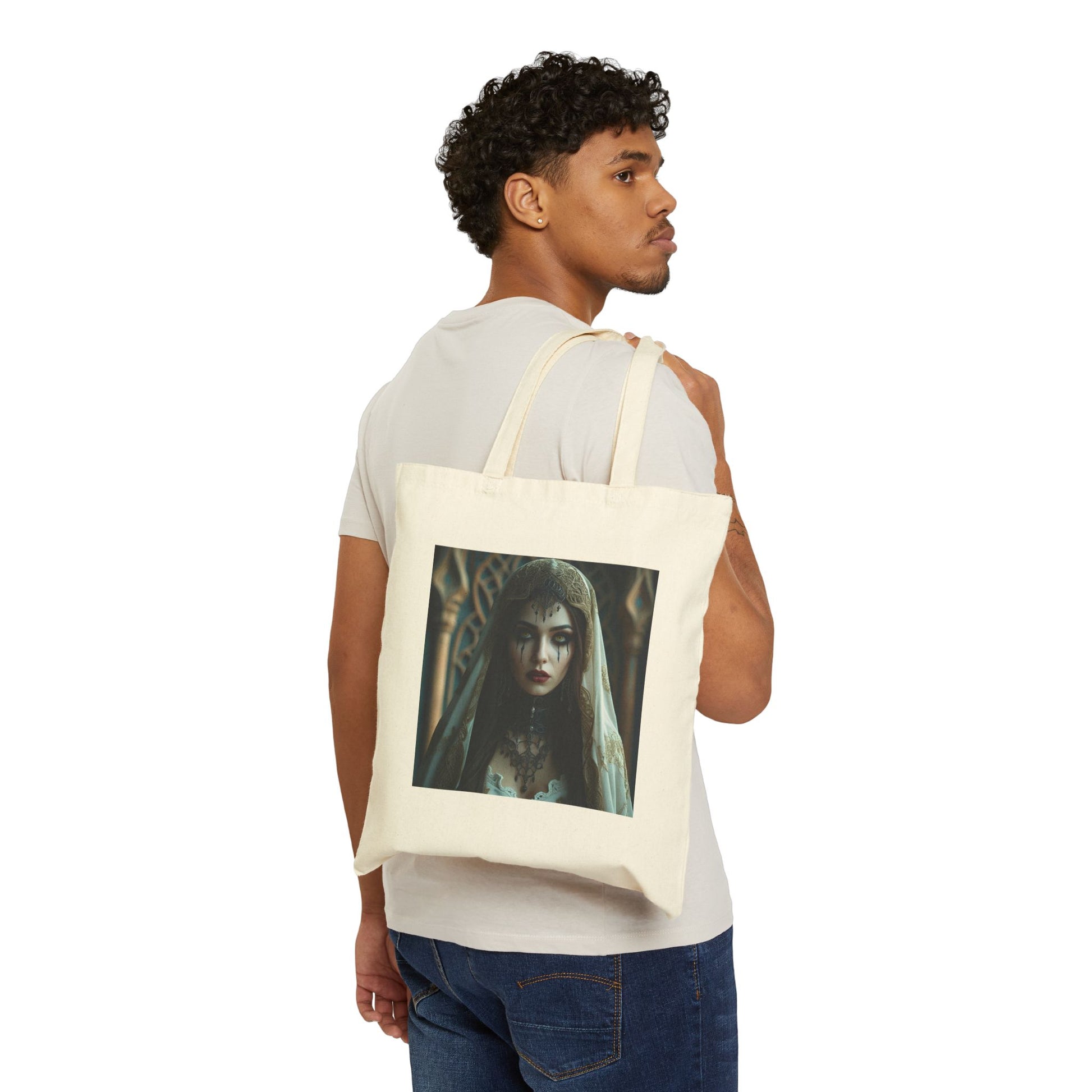 Luna - Gothic Bride Canvas Tote in Natural