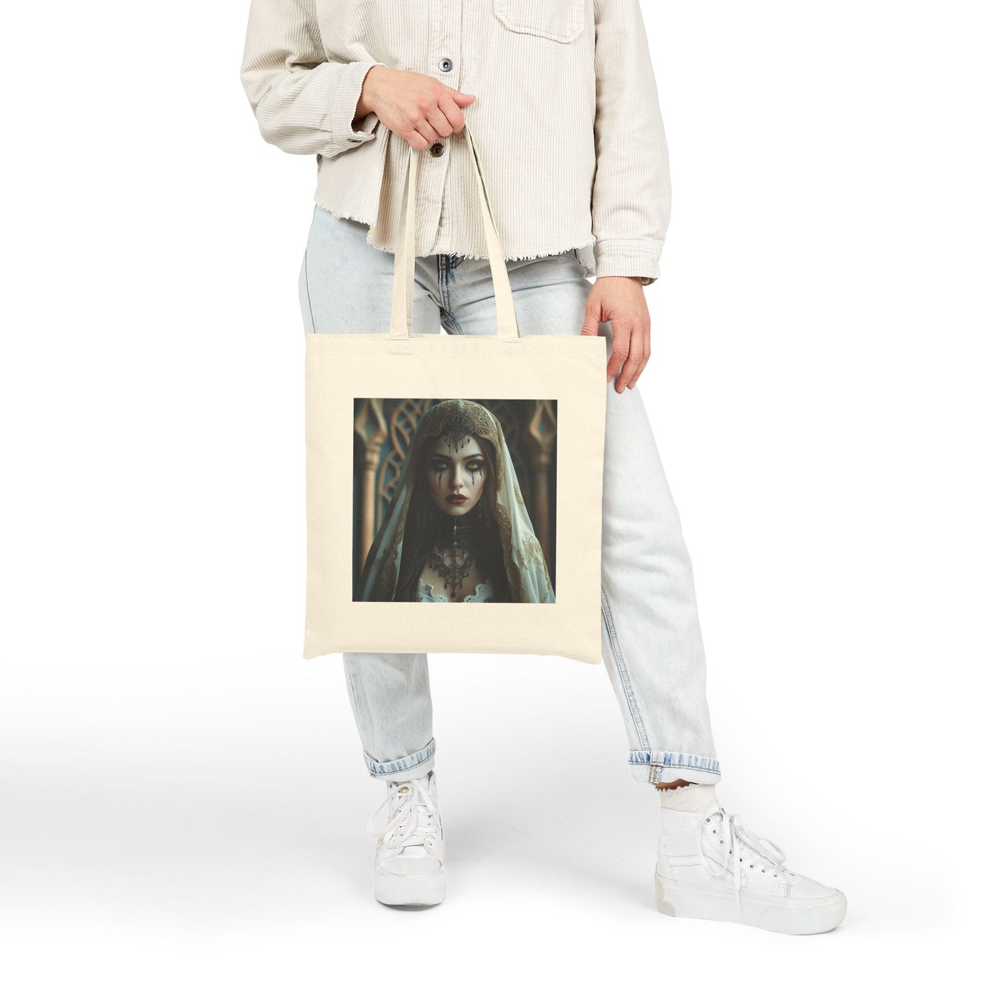 Luna - Gothic Bride Canvas Tote in Natural