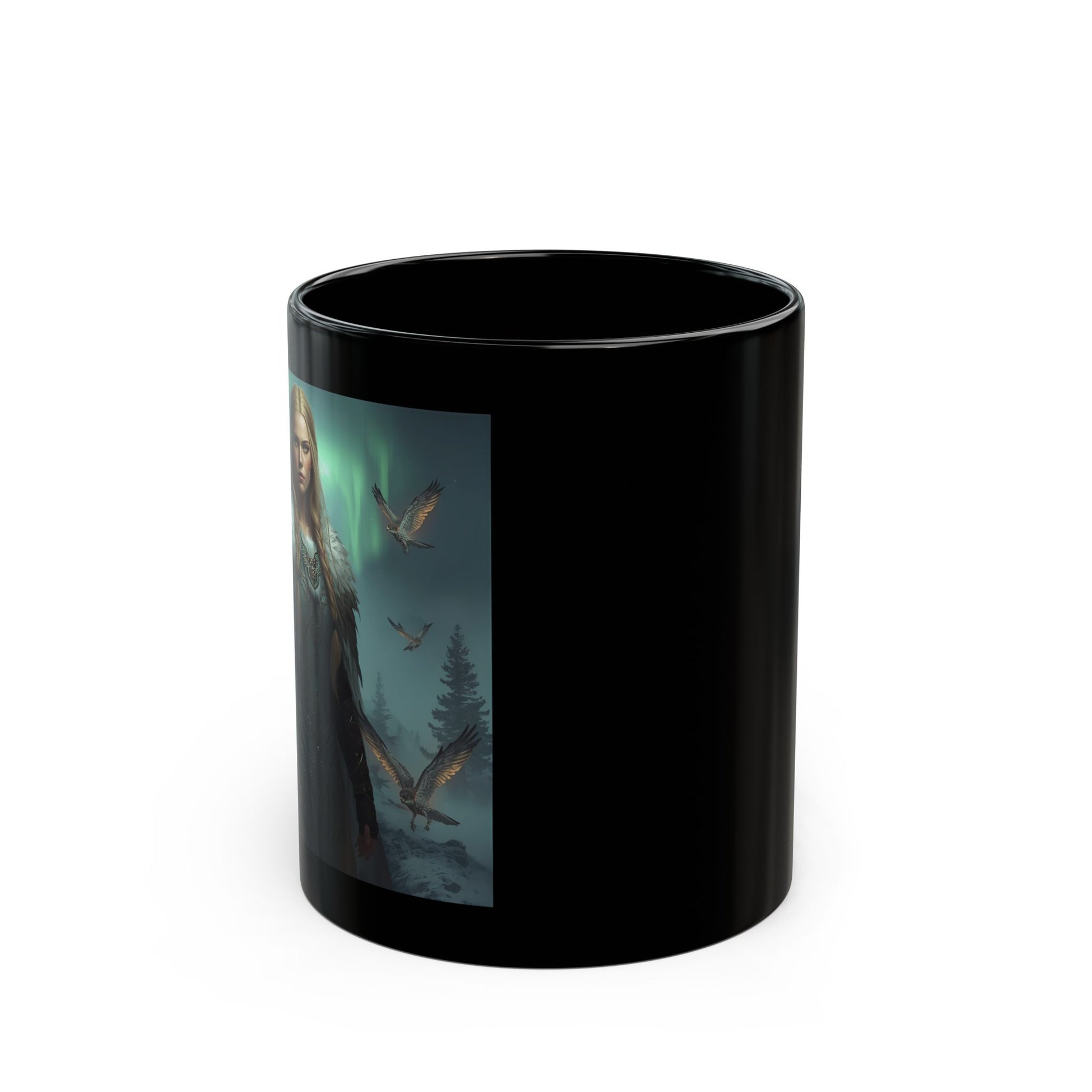 Freyja Mug with Norse goddess artwork - side view