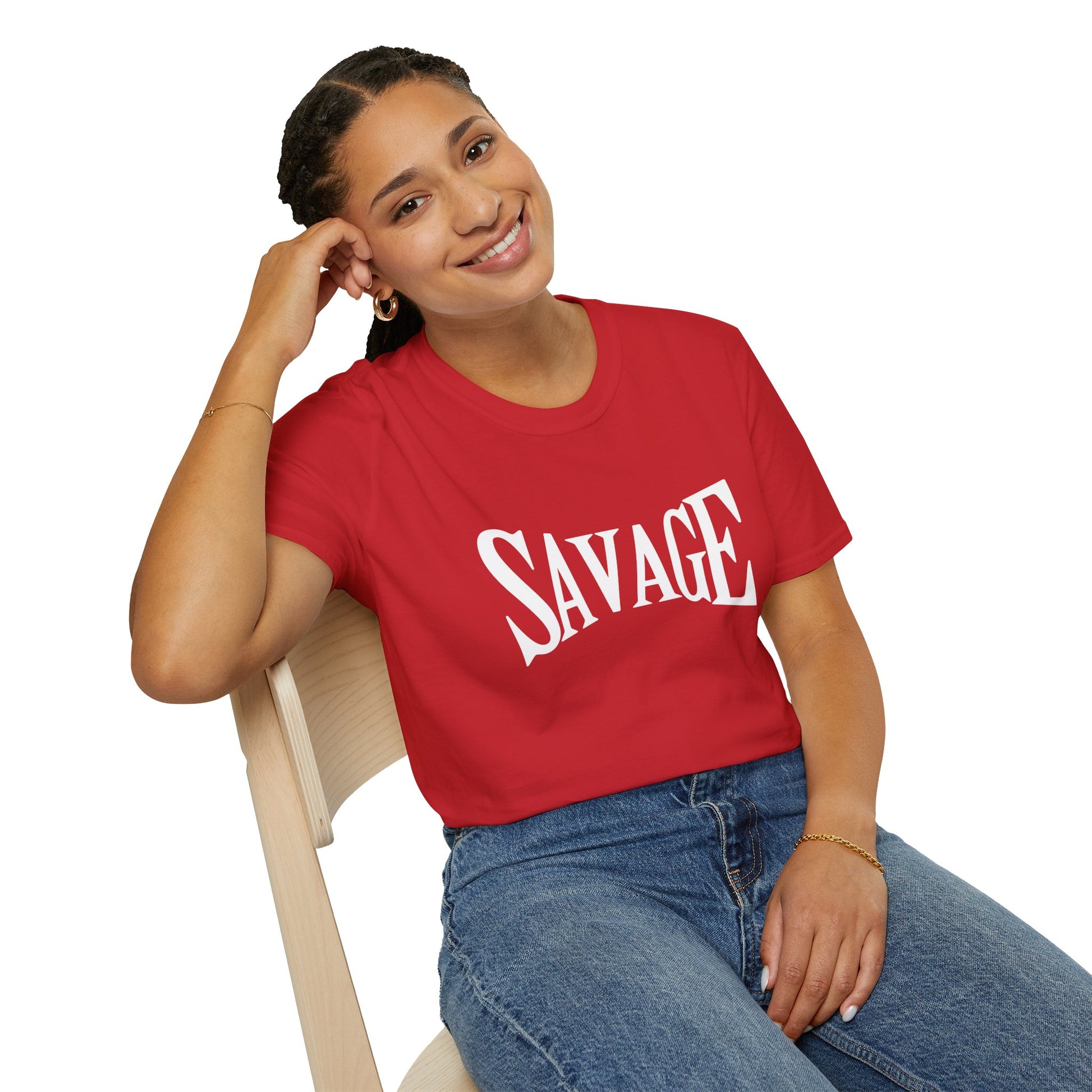 SAVAGE (White Edition) T-Shirt on Red