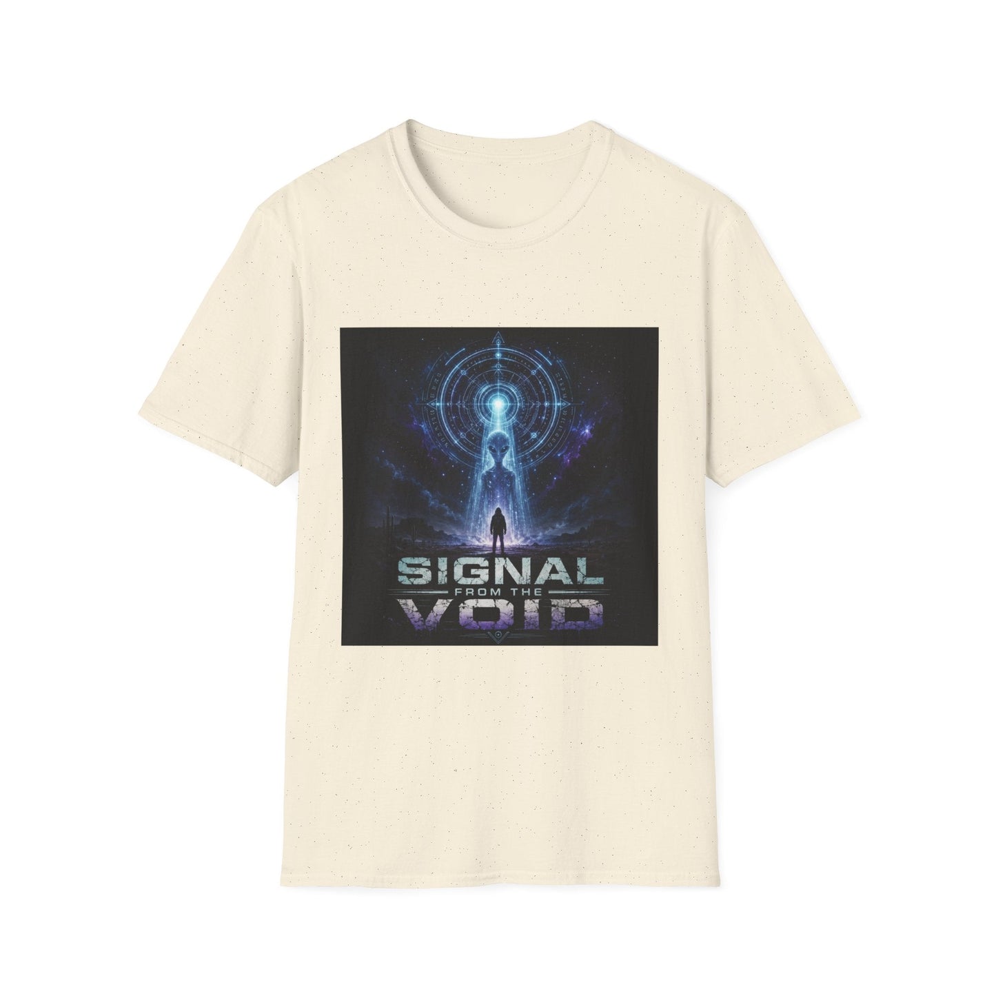Signal from the Void T-Shirt in natural featuring mysterious alien-inspired sci-fi artwork