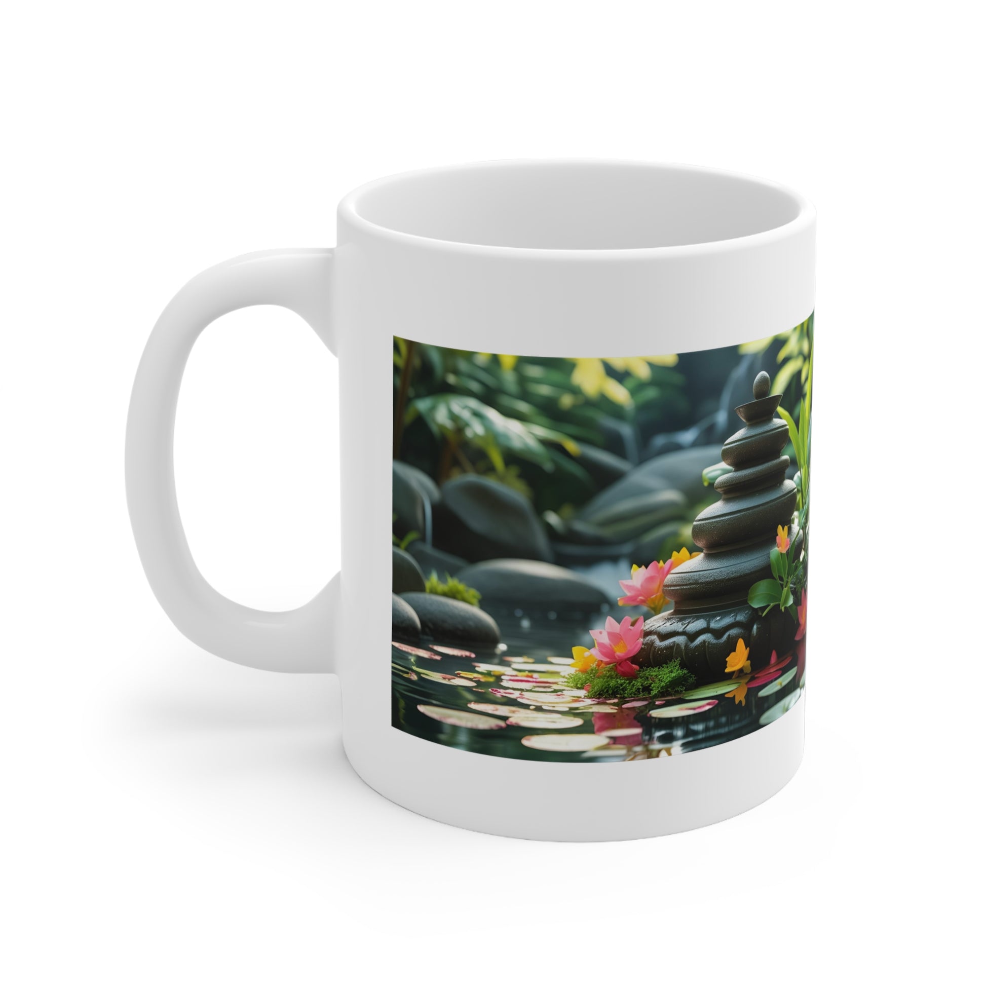 Still Waters – Lotus & Stones Mug - Front view
