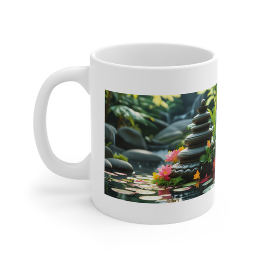 Still Waters – Lotus & Stones Mug - Front view