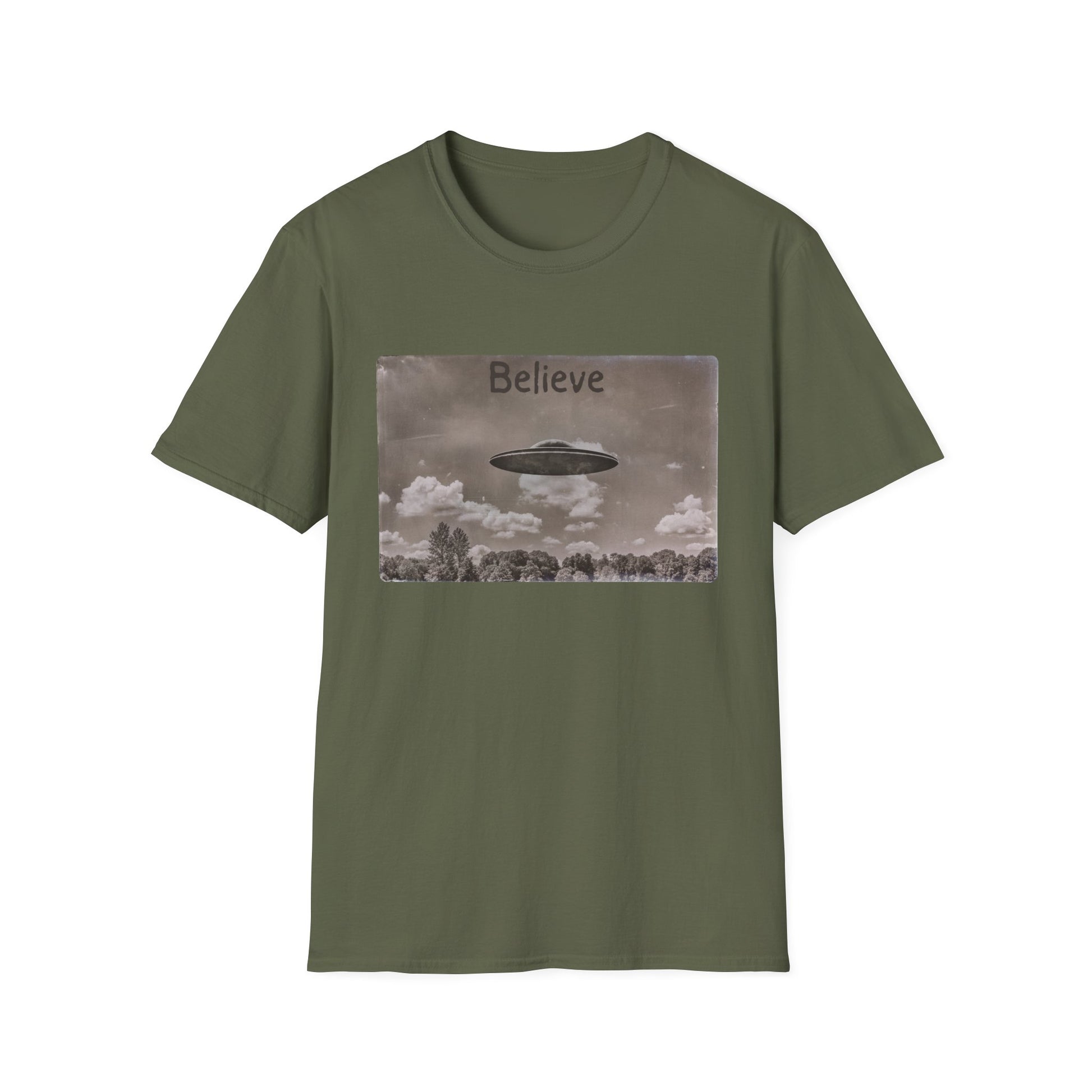 Believe UFO T-Shirt in Military Green