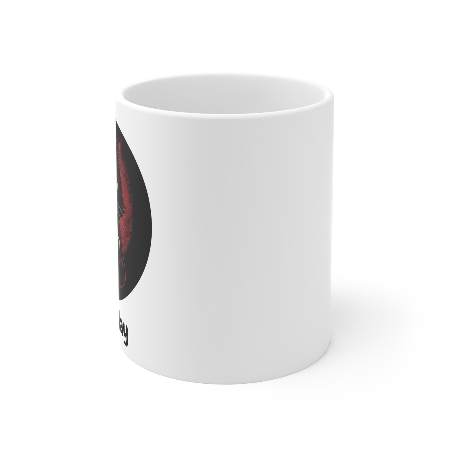 Not Today – Grumpy Black Cat Coffee Mug - Side View