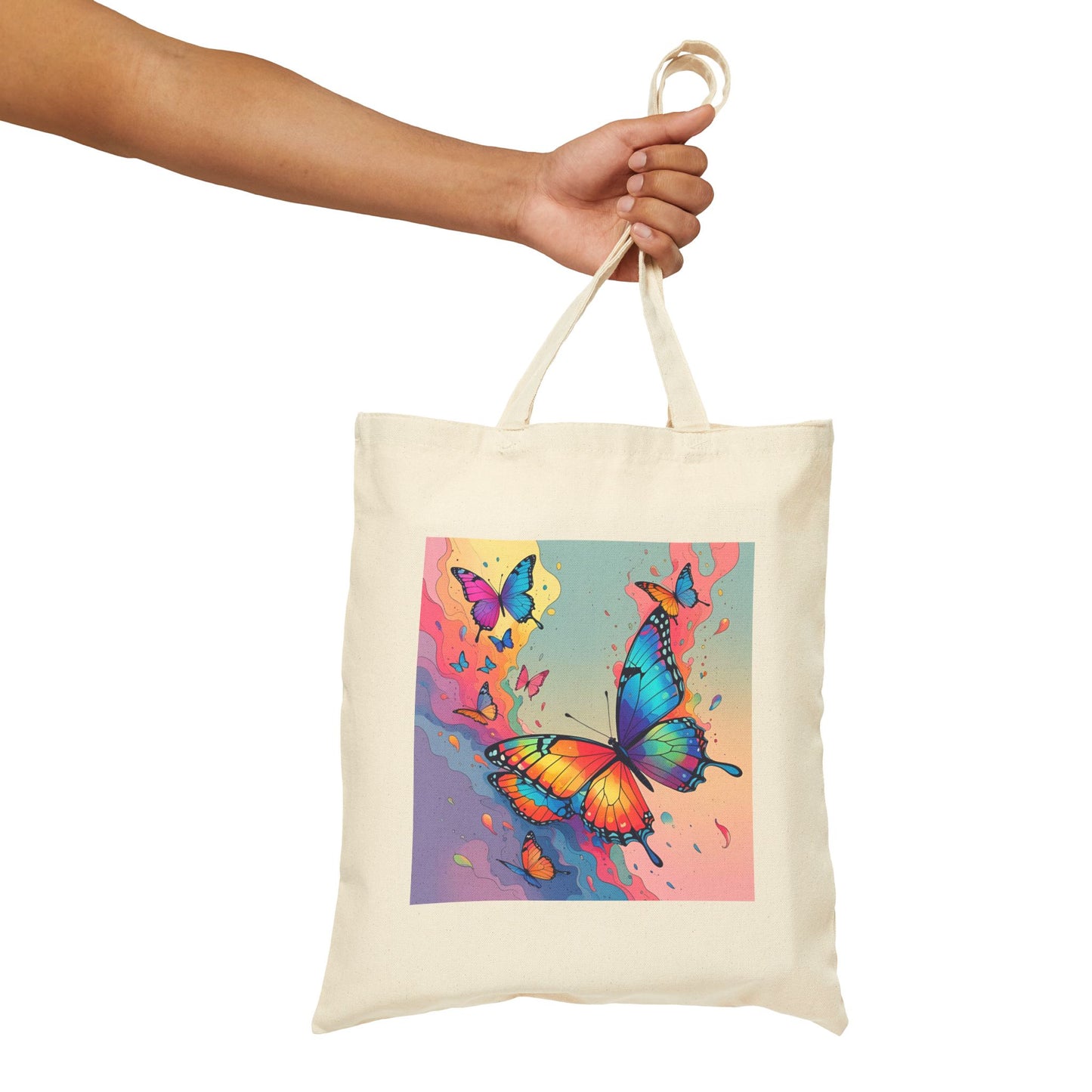 Sky Dancers – Watercolor Butterfly Symphony Tote Bag in Natural