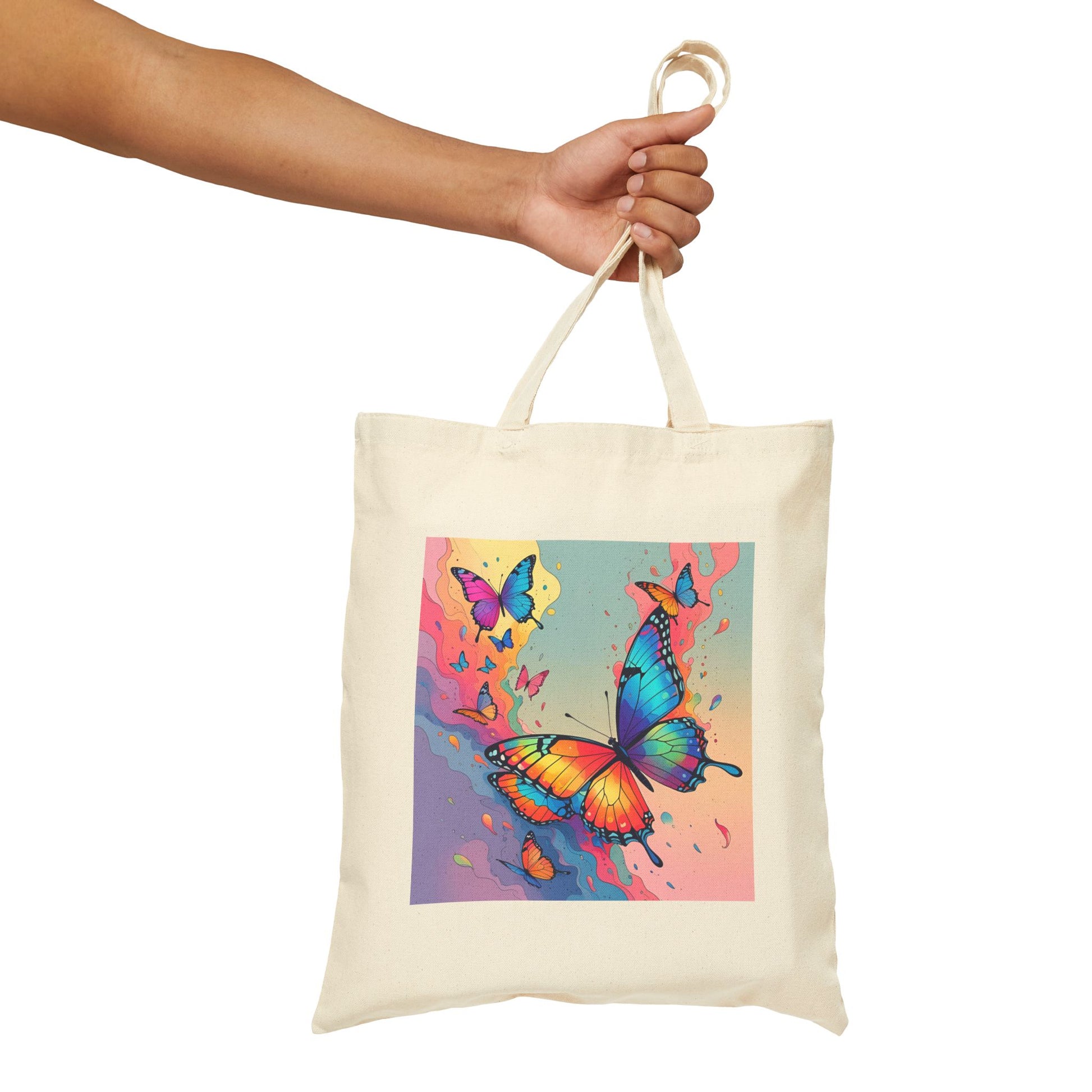 Sky Dancers – Watercolor Butterfly Symphony Tote Bag in Natural