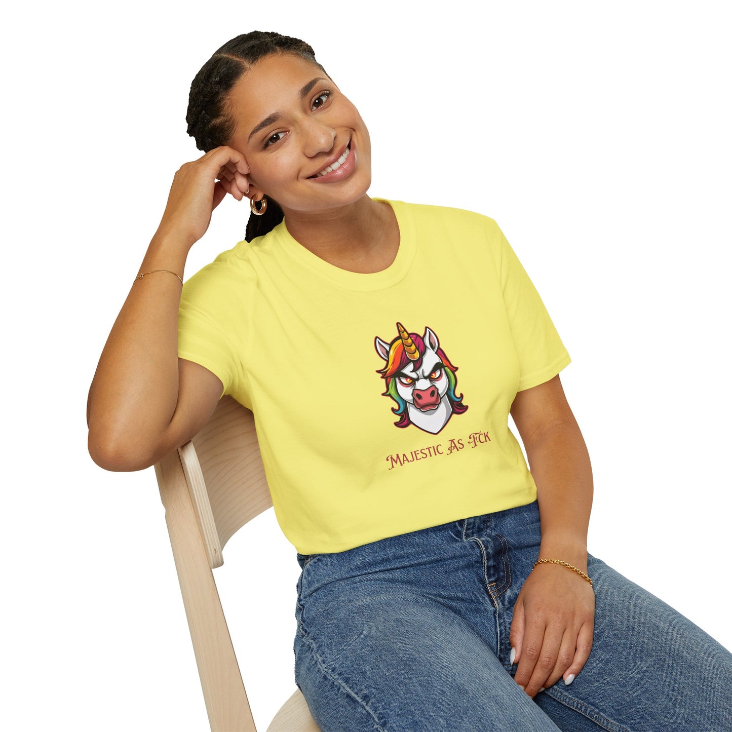 Majestic As Fck Unicorn T-Shirt – Angry Neon Rainbow Unicorn Tee