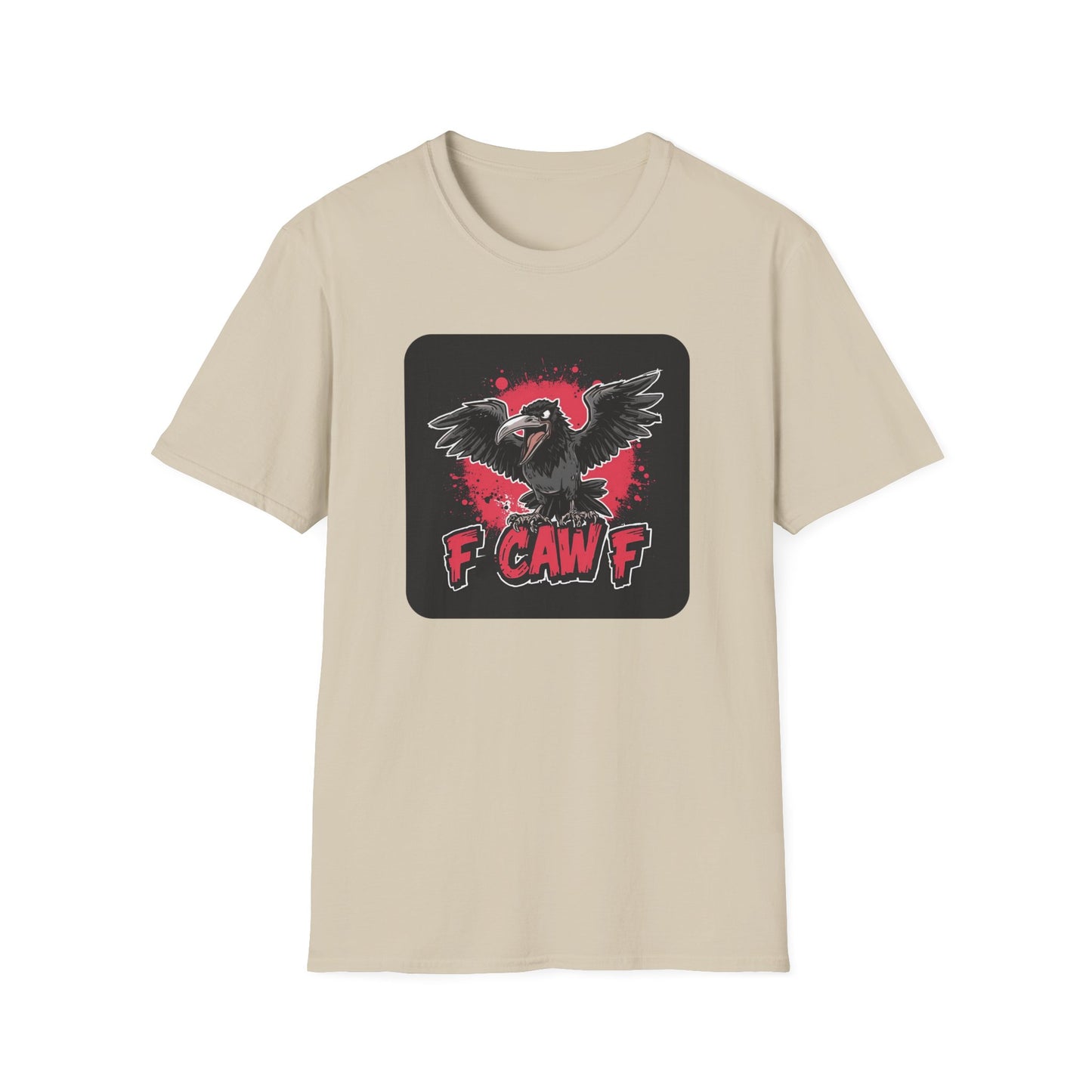 F Caw F – Gothic Crow Attitude T-Shirt in Sand