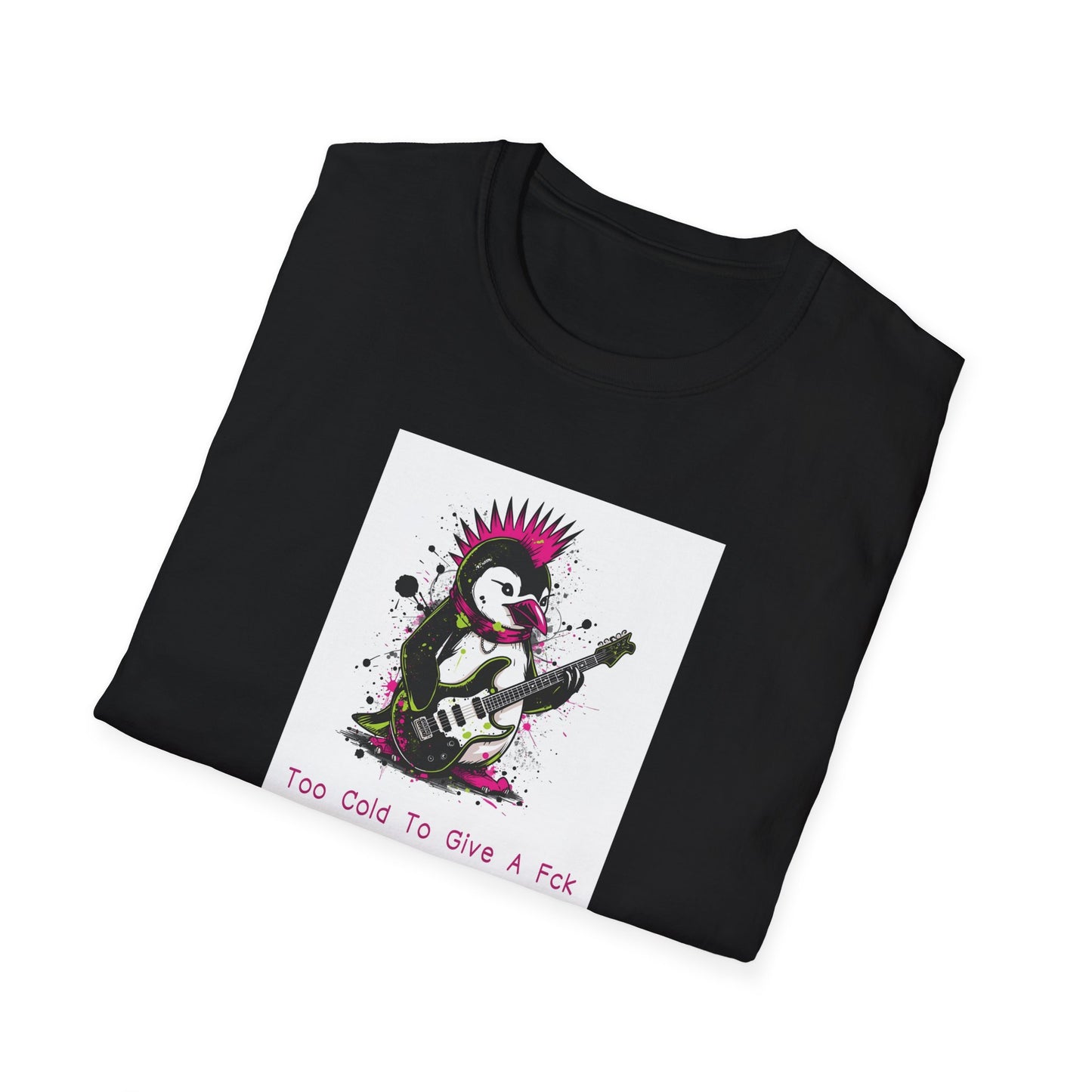 Too Cold To Give A Fck T-Shirt – Punk Penguin Grunge Cartoon Tee