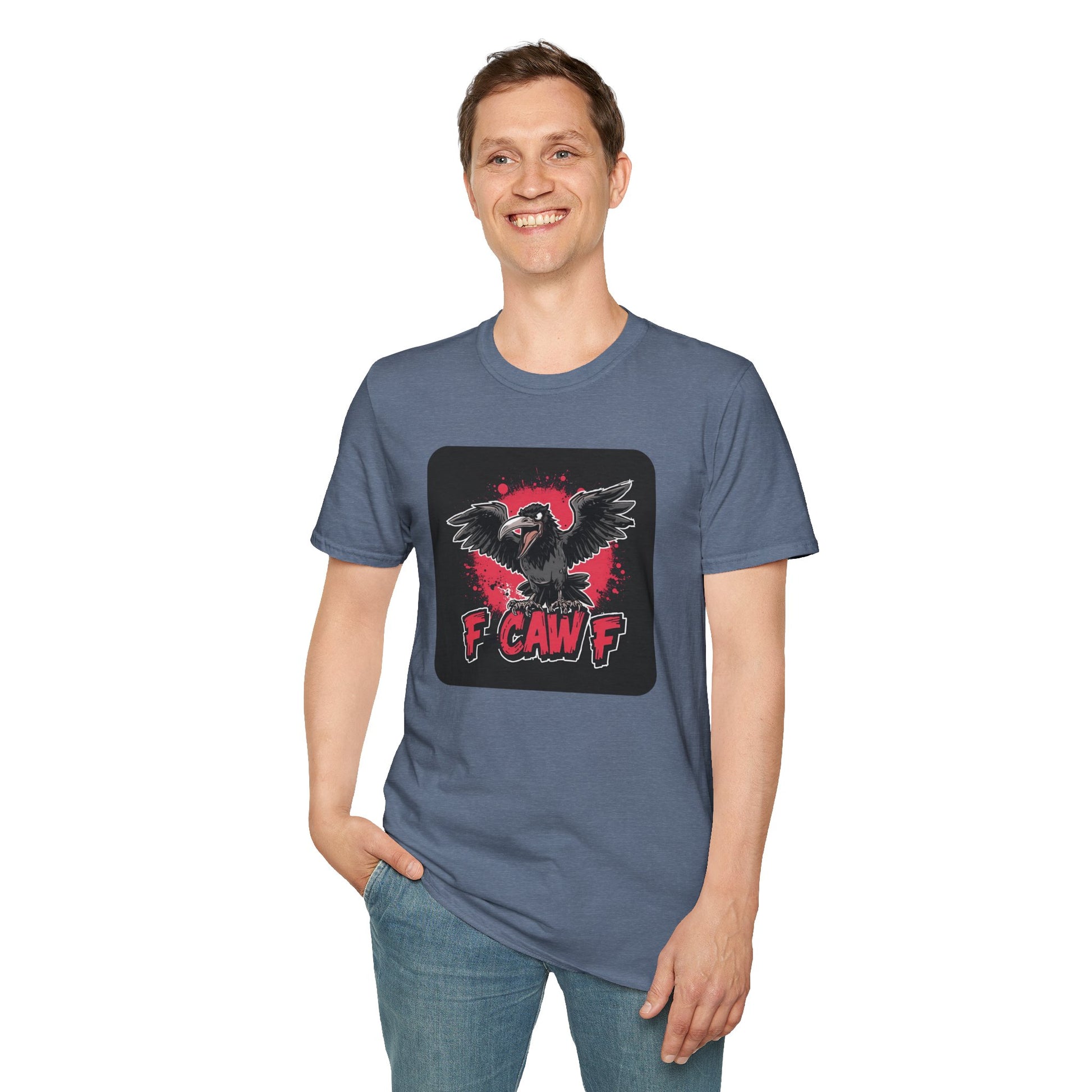 F Caw F – Gothic Crow Attitude T-Shirt in Heather Indigo