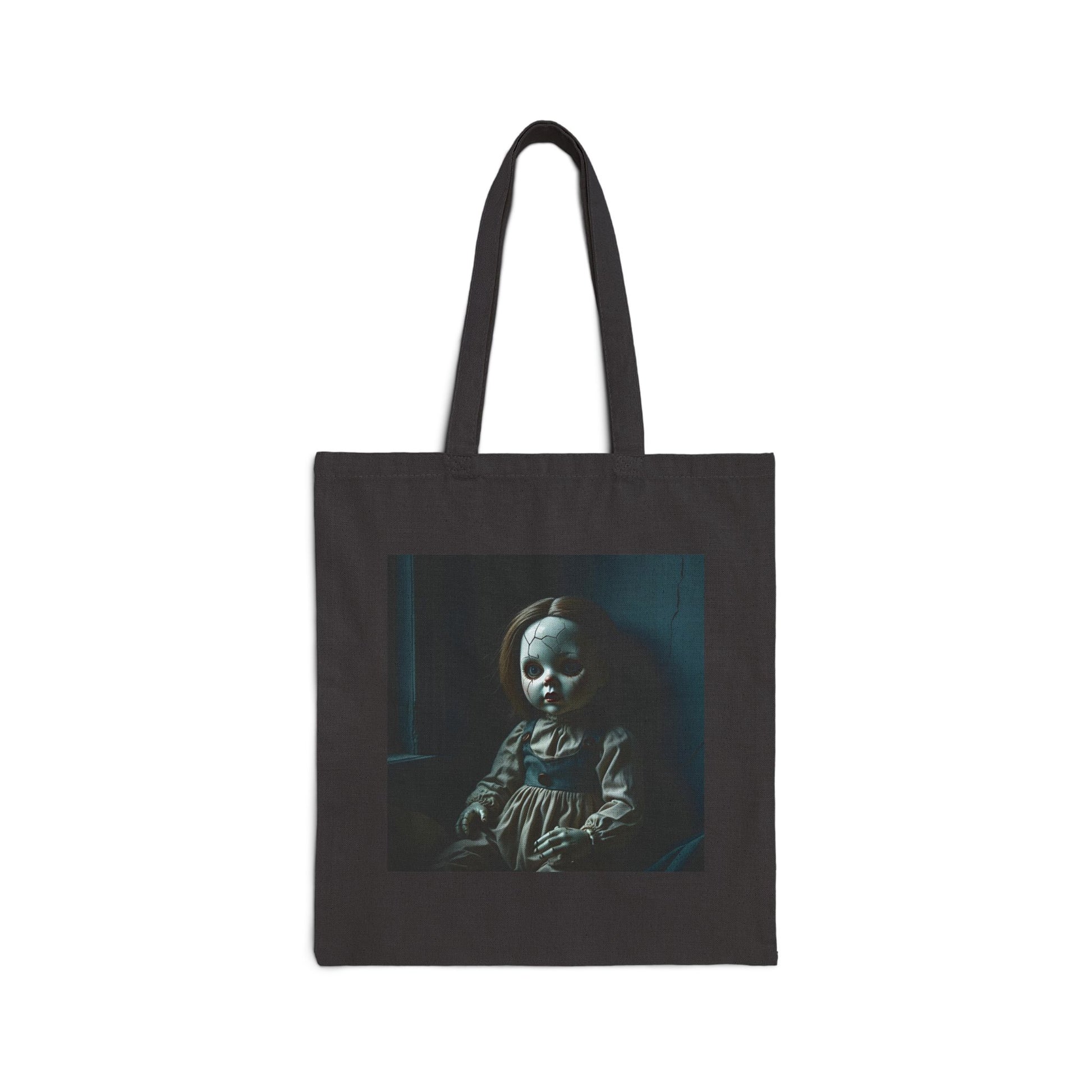 Mary Beth - Spooky Antique Doll Canvas Tote in Black
