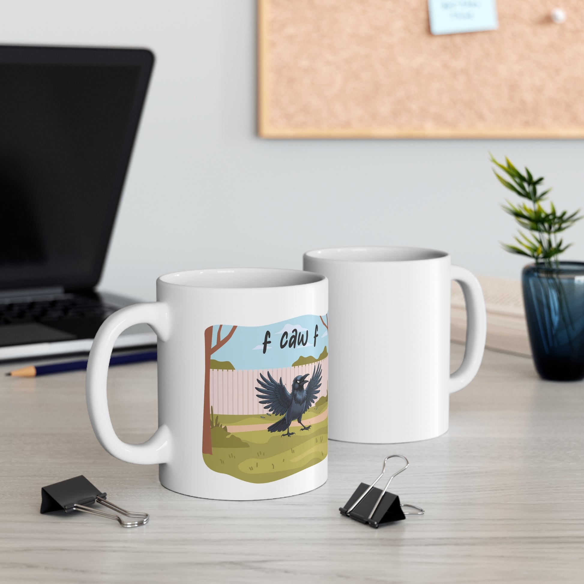 F CAW F - Sarcastic Crow Mug - front and back view