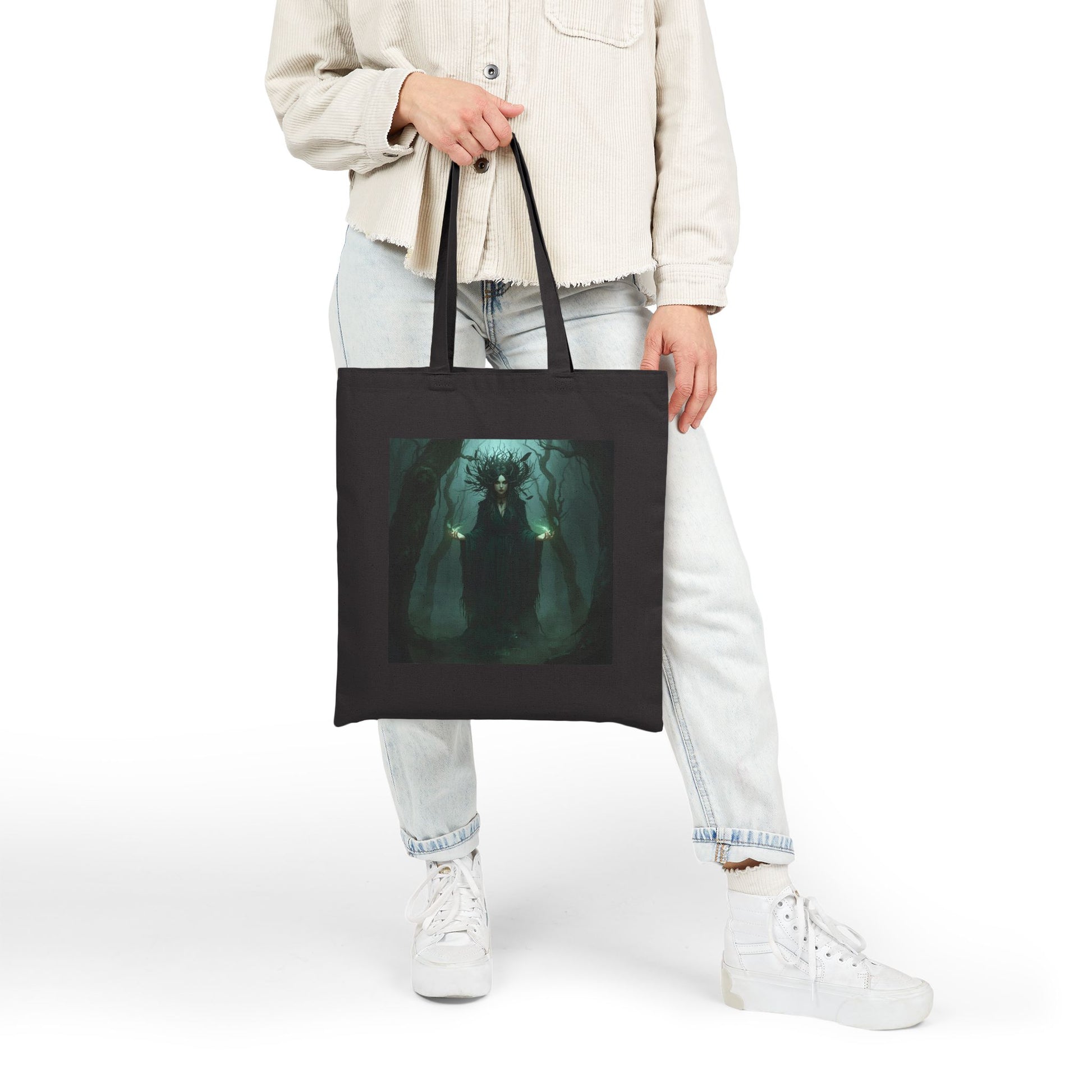 Forest Hex - Canvas Tote Bag in Black