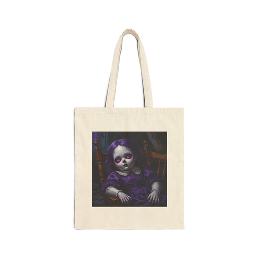 Lili Mae - Creepy Vintage Doll Canvas Tote in Natural